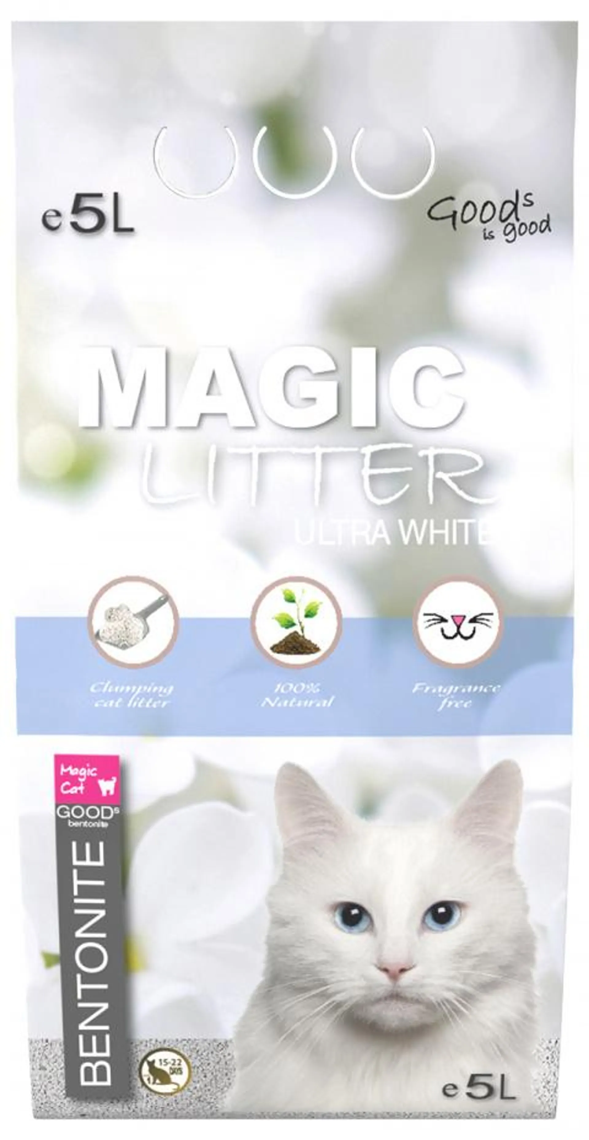 Magic Litter podstielka pre mačky Bentonite Ultra White 5 l