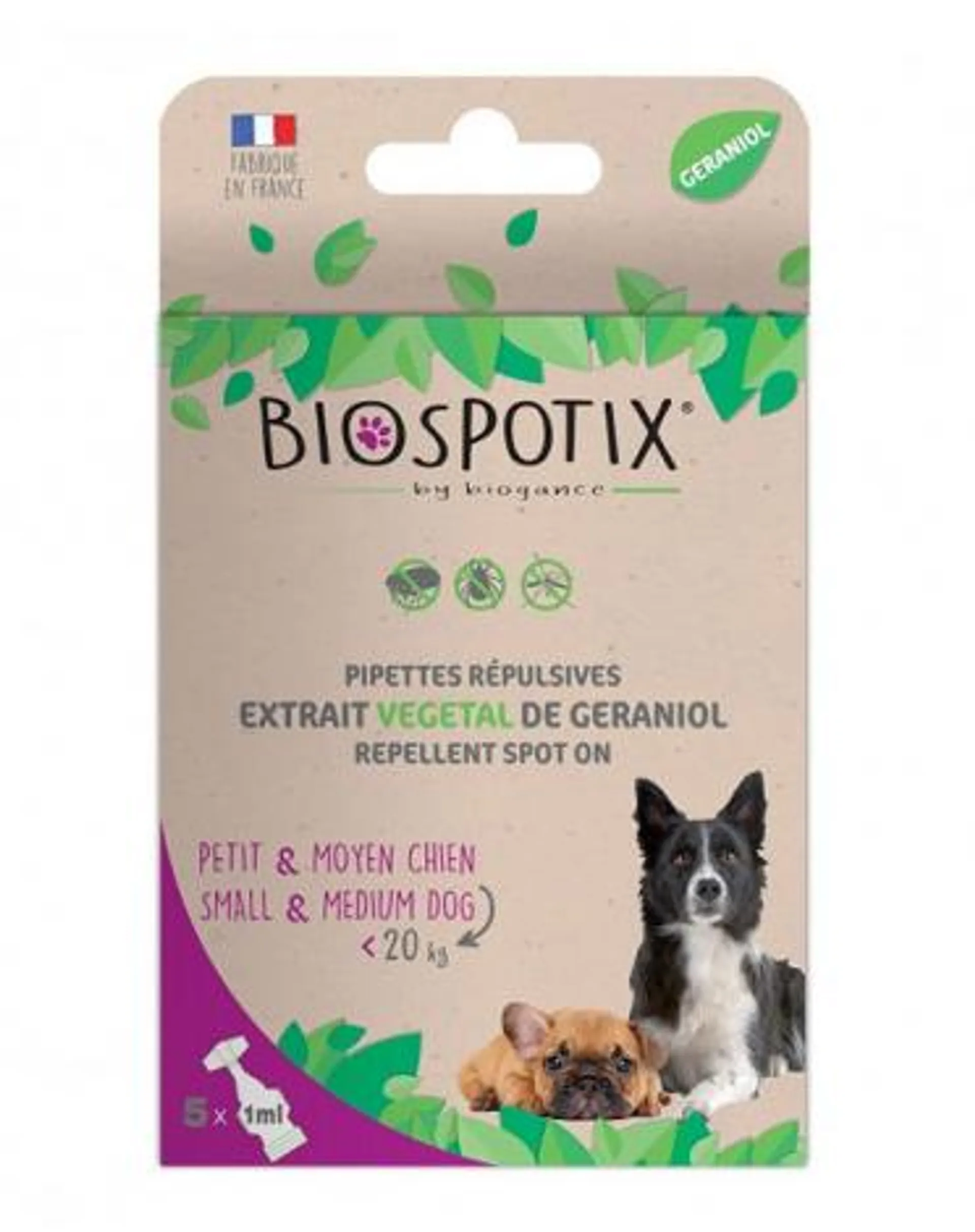 Biog Biospotix dog spot-on s repelentným účinkom S-M 5 x 1 ml