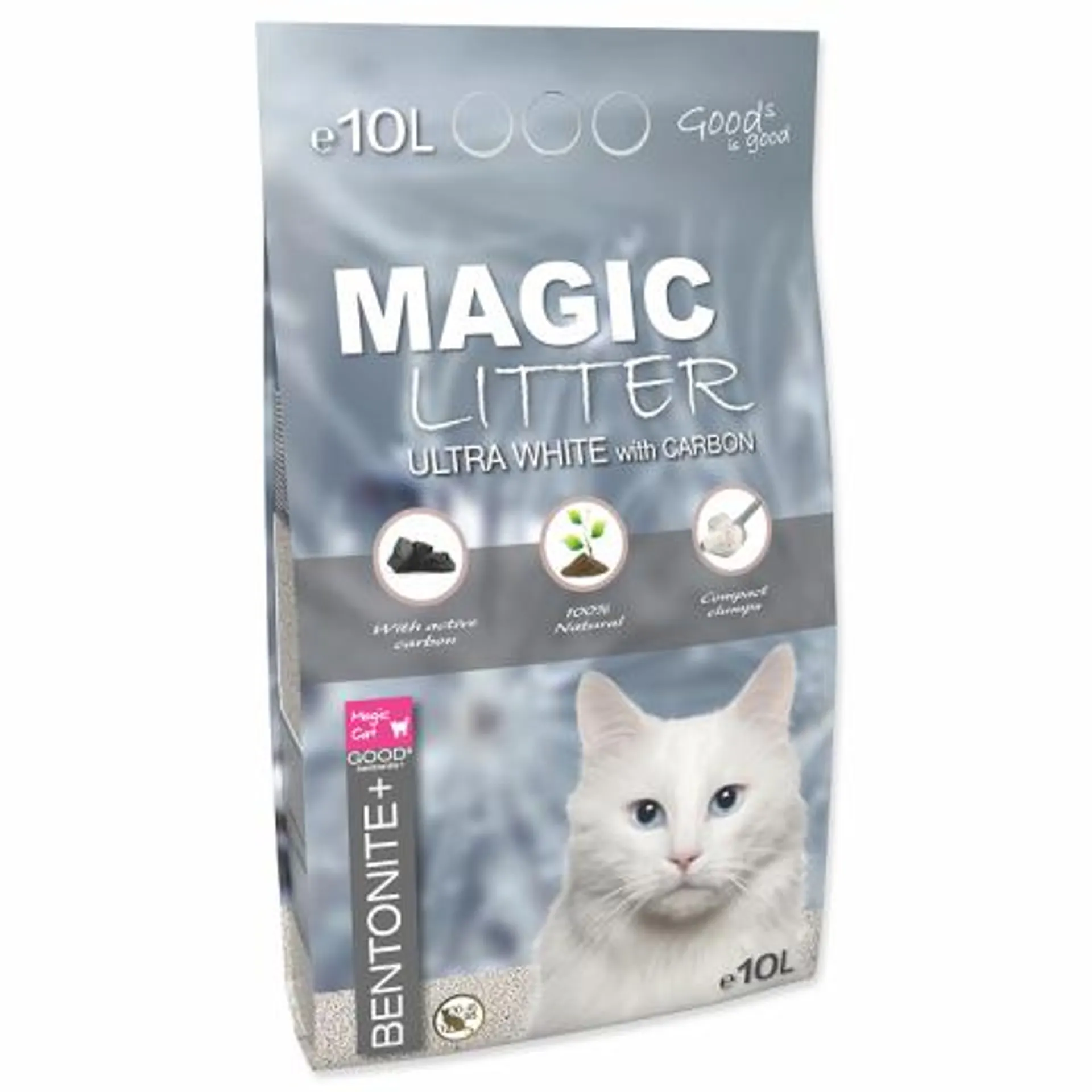 Magic Litter podstielka Bentonite Ultra White Carbon 10 l