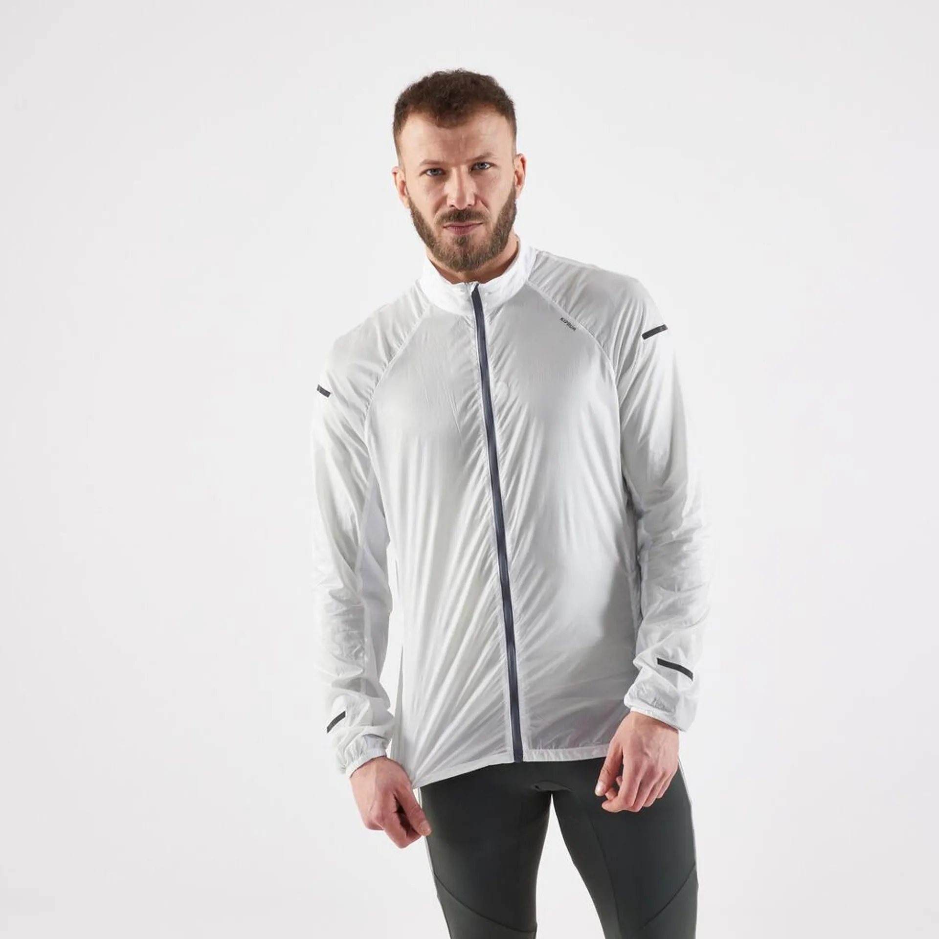 Pánska vetruvzdorná bunda Kiprun Wind Jacket na beh biela