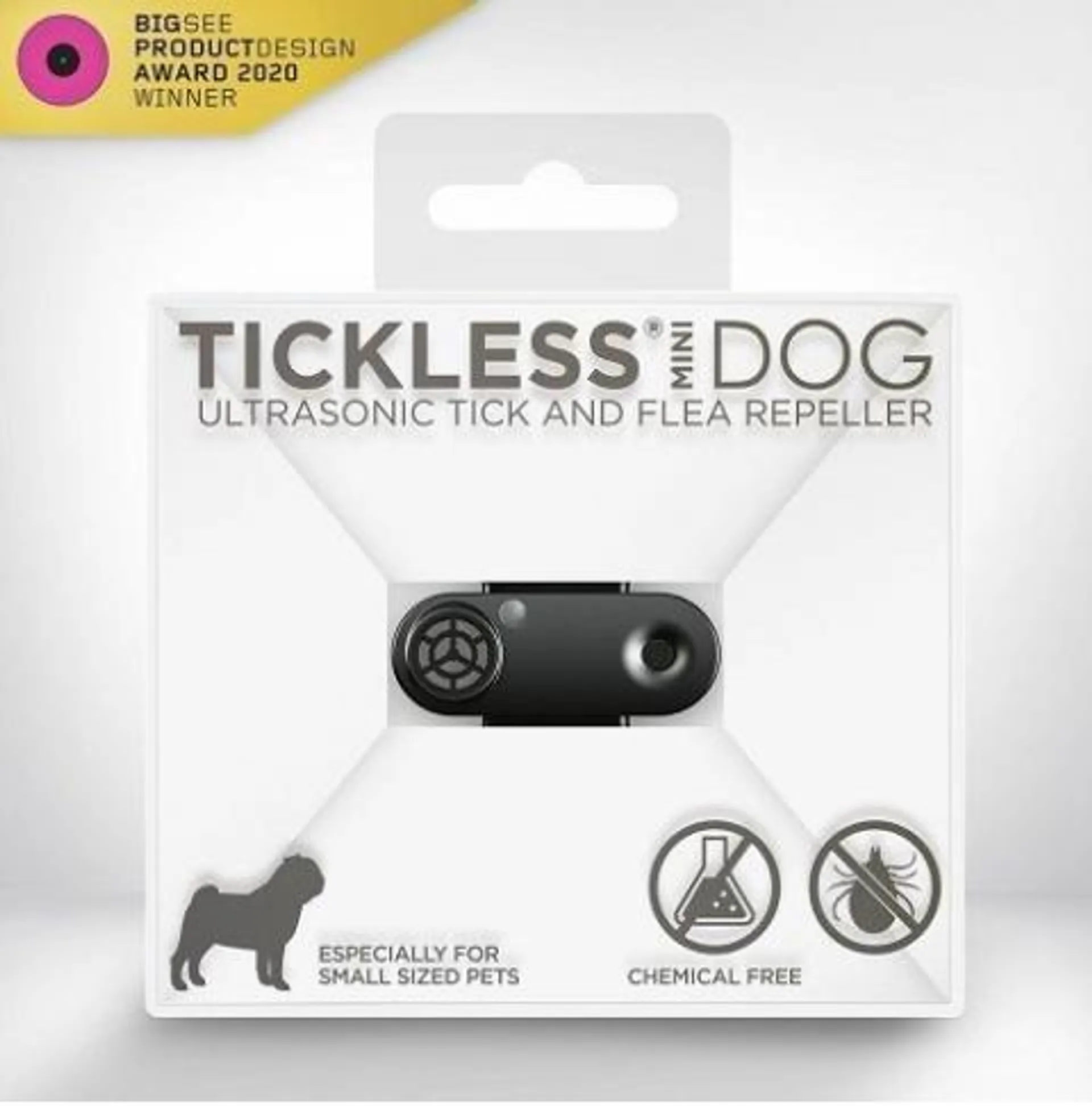 Tickless mini dog - Dobíjateľný ultrazvukový odpudzovač kliešťov a bĺch pre psov čierne