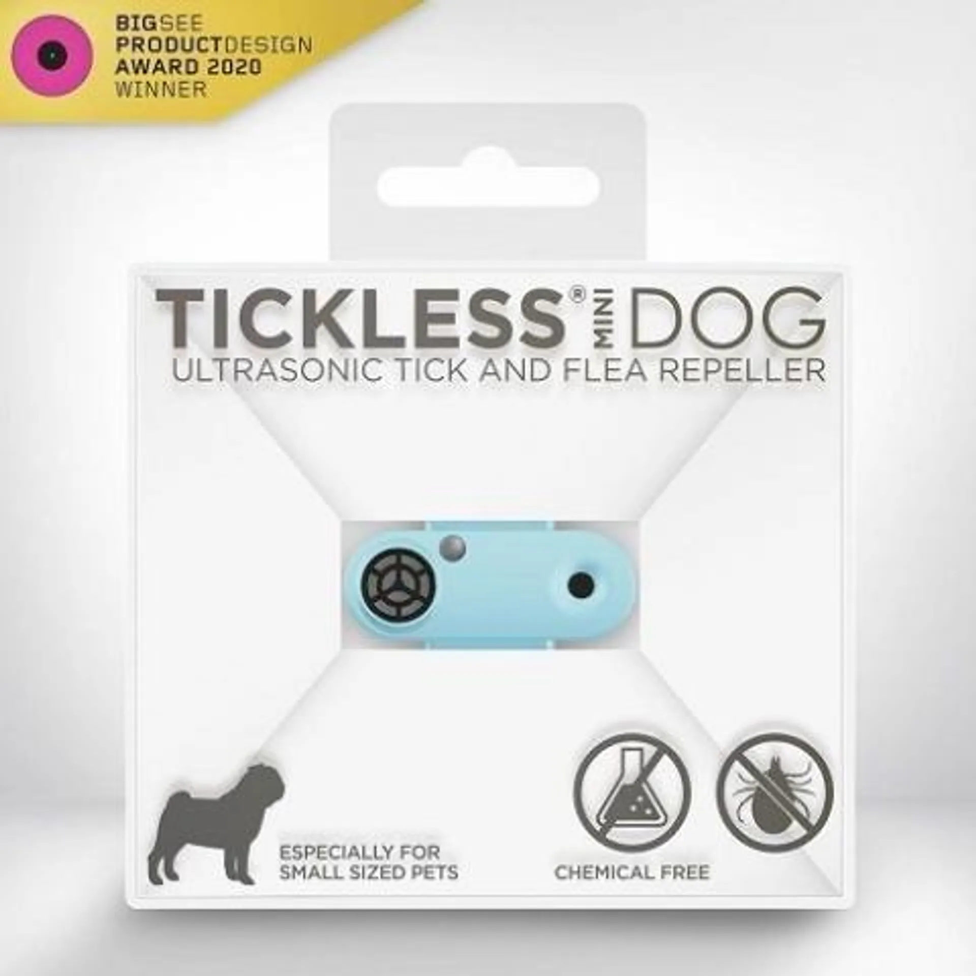Tickless mini dog - Dobíjateľný ultrazvukový odpudzovač kliešťov a bĺch pre psov modrý