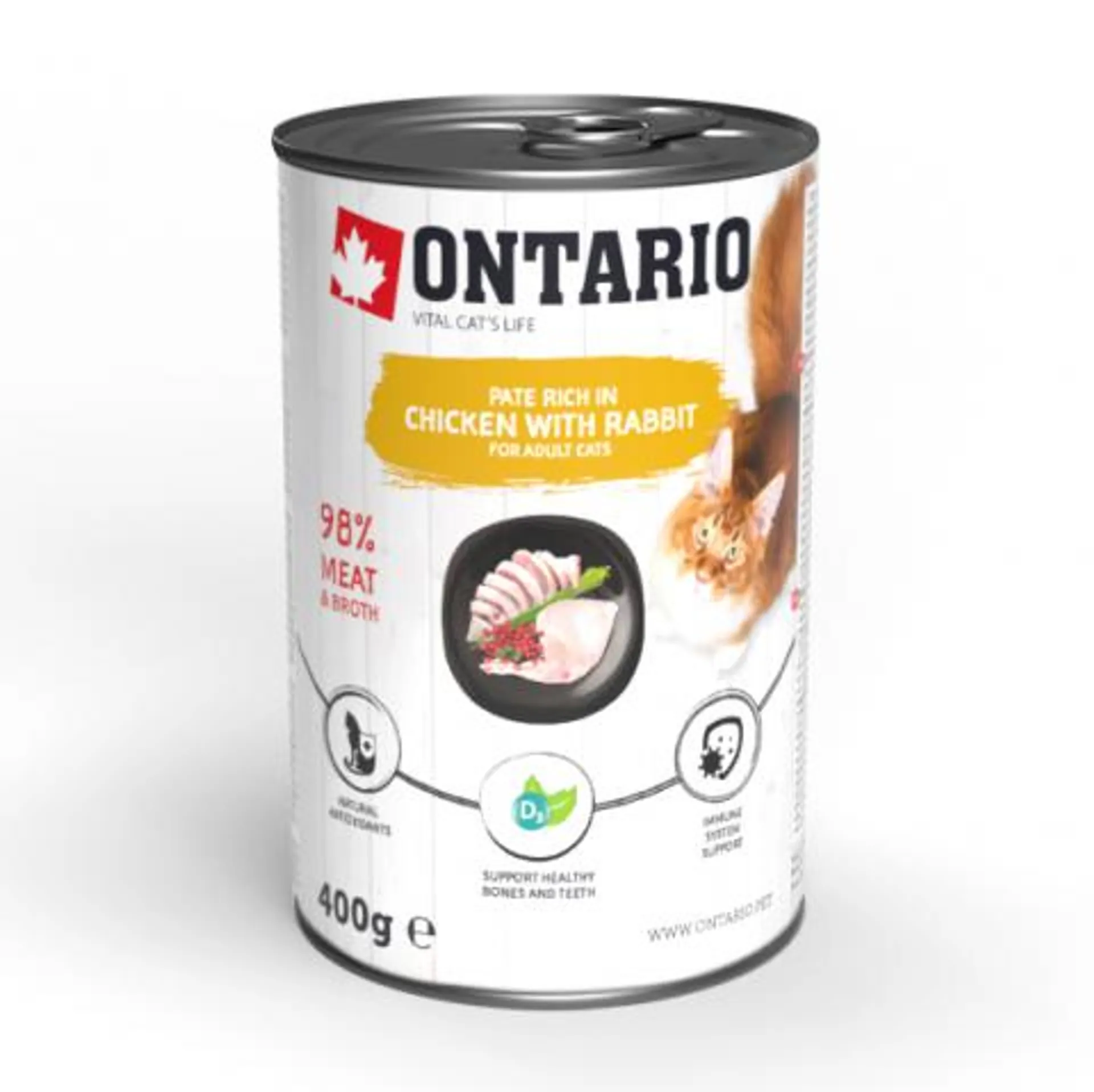 Ontario konzerva kura s králikom ochutené brusnicami 400 g