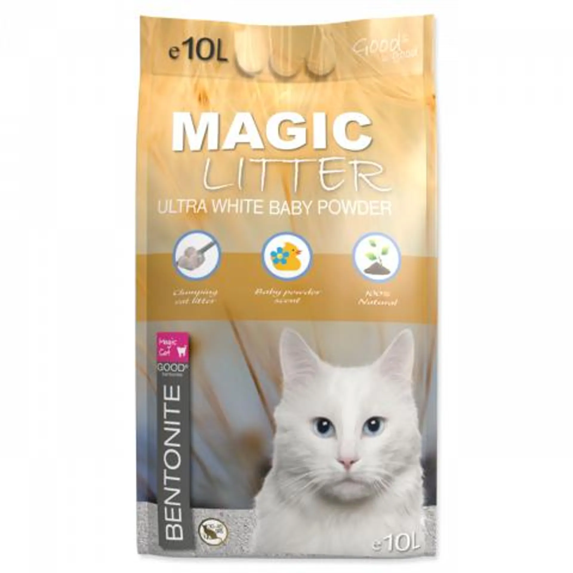 Magic Litter podstielka pre mačky Bentonite Ultra White Baby Powder 10 l