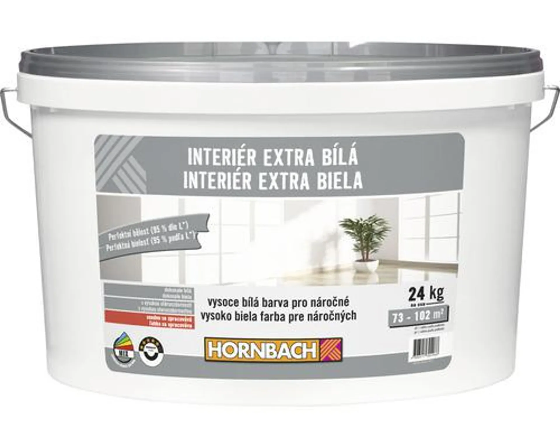 Farba na stenu Hornbach Interiér Extra Biela 24 kg