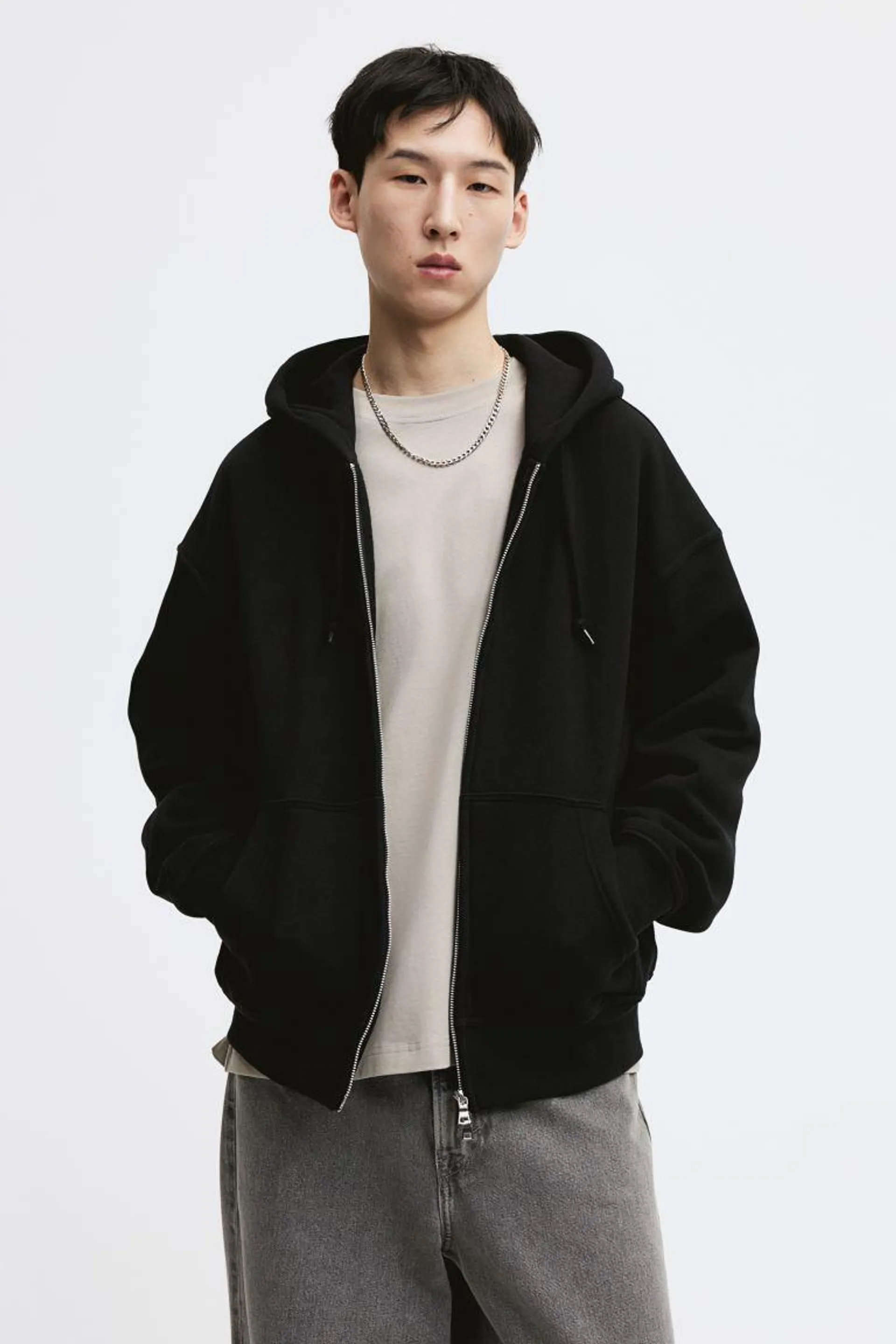 Oversized Fit Zip Up Hoodie