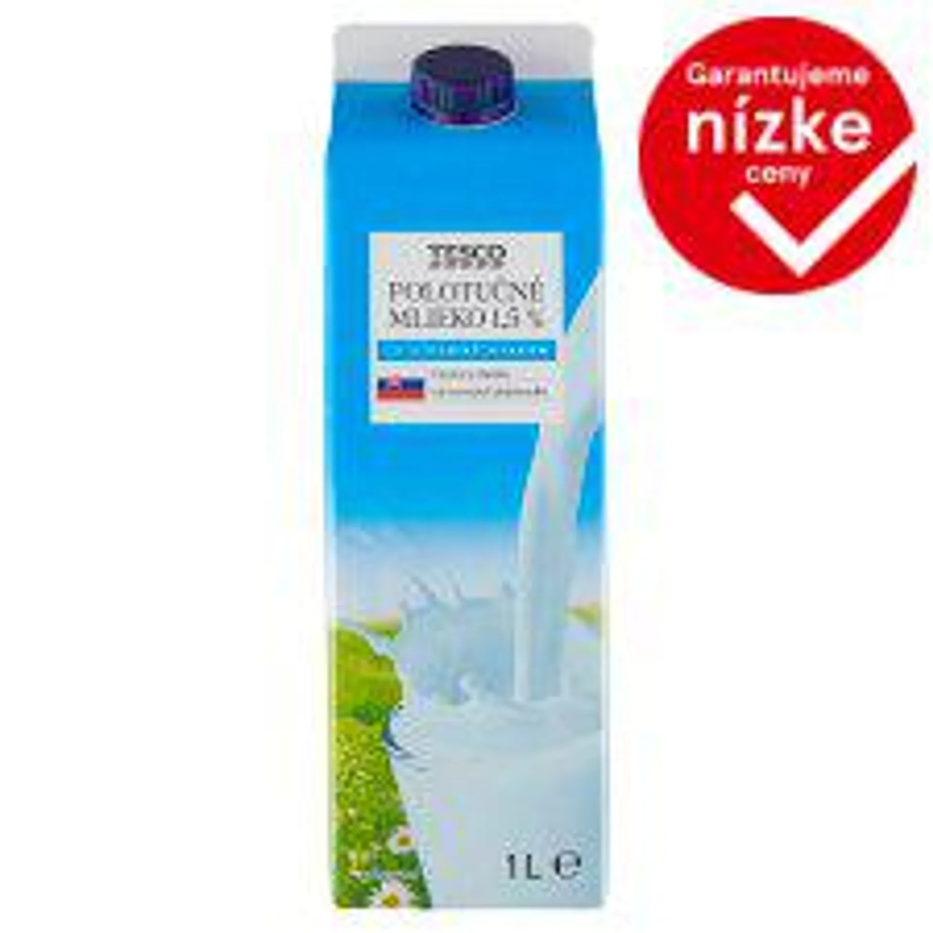 Tesco Polotučné mlieko 1,5 % 1 l