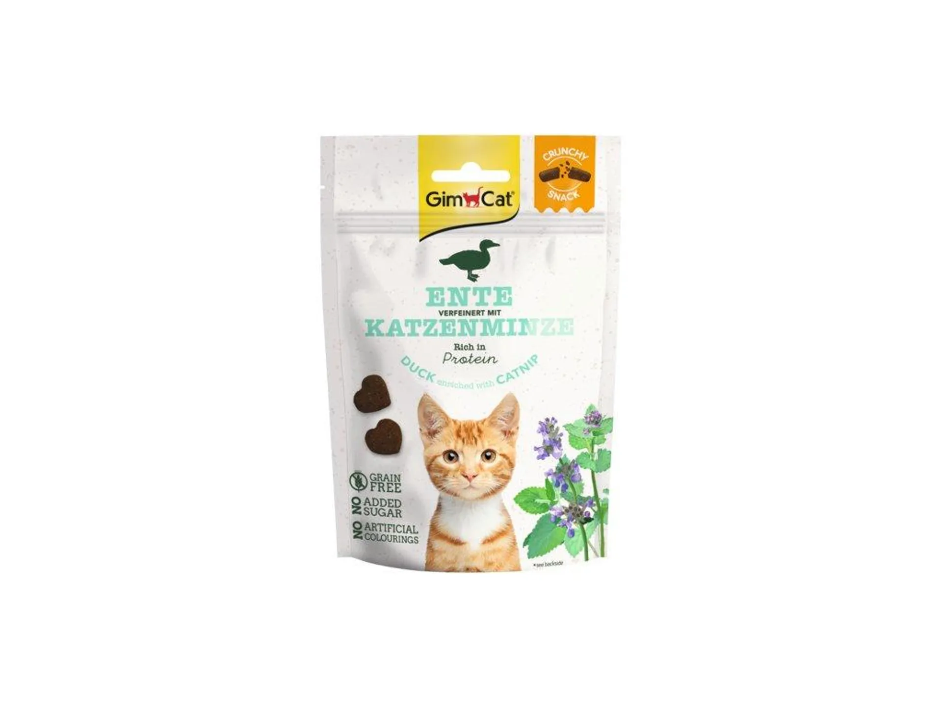 Gimcat CrunchySnacks kačica s Catnipom 50 g