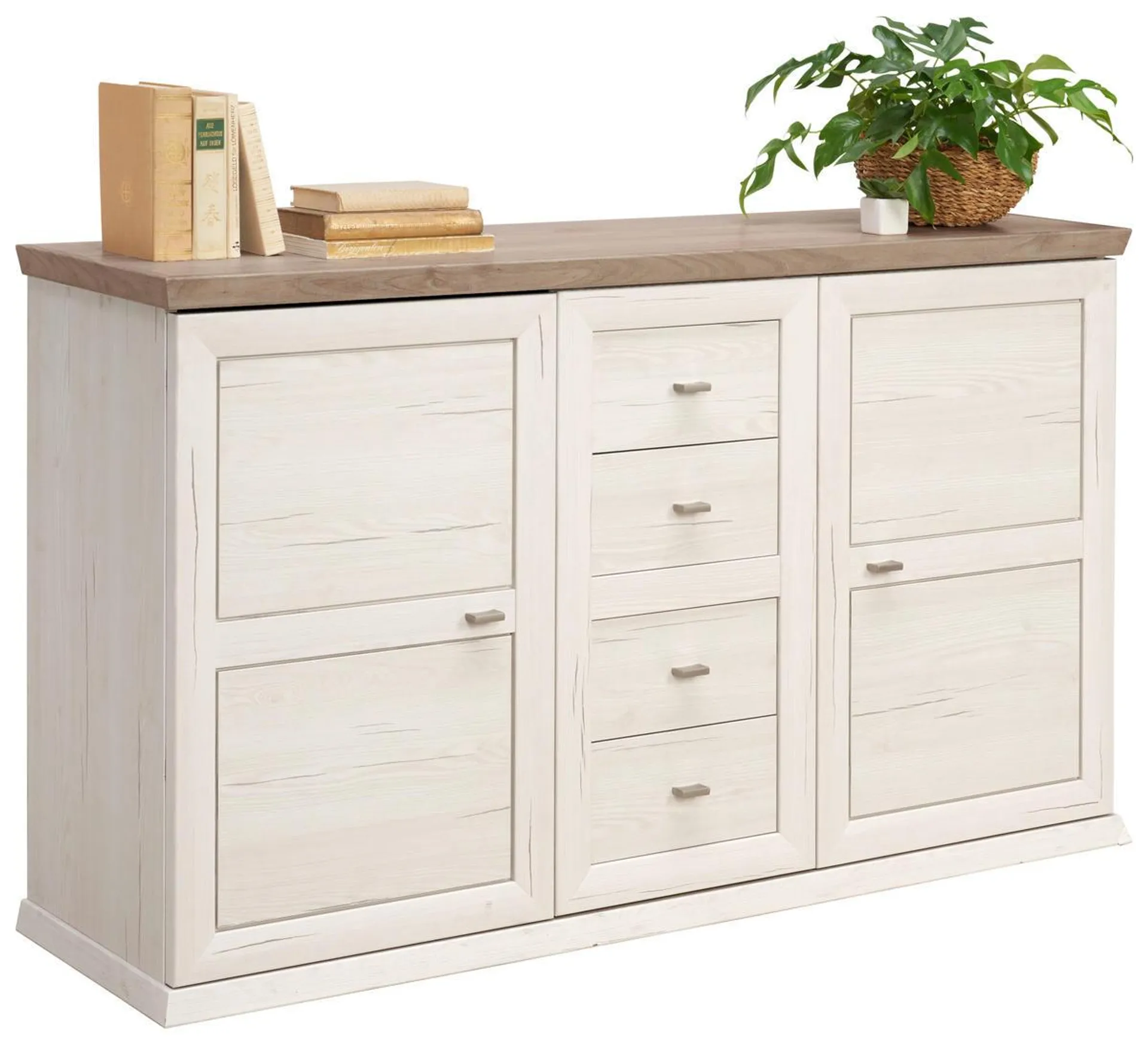 Hom`in SIDEBOARD Grau, Weiß Einlegeböden