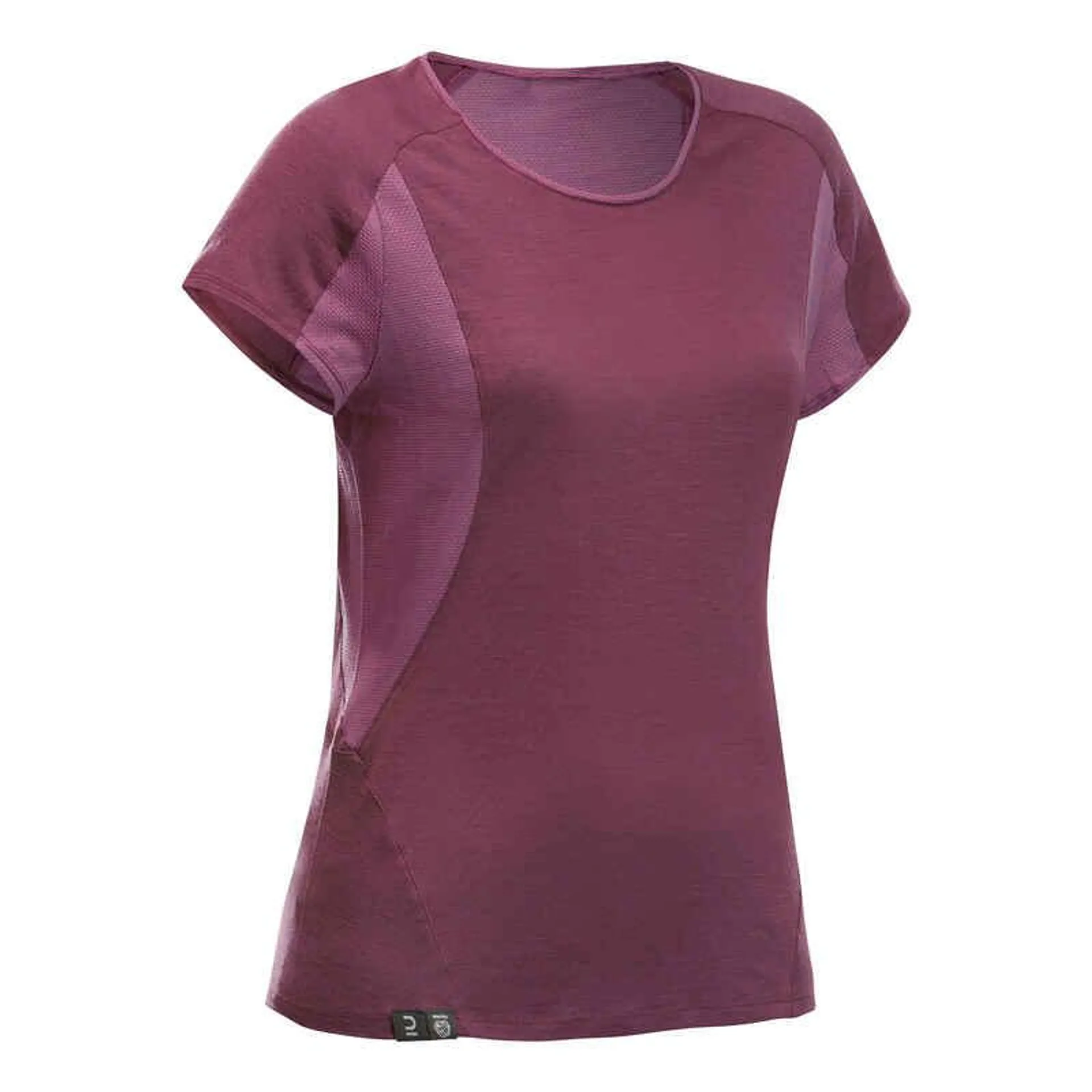 Dámske trekingové tričko s krátkym rukávom MT500 z vlny merino fialové