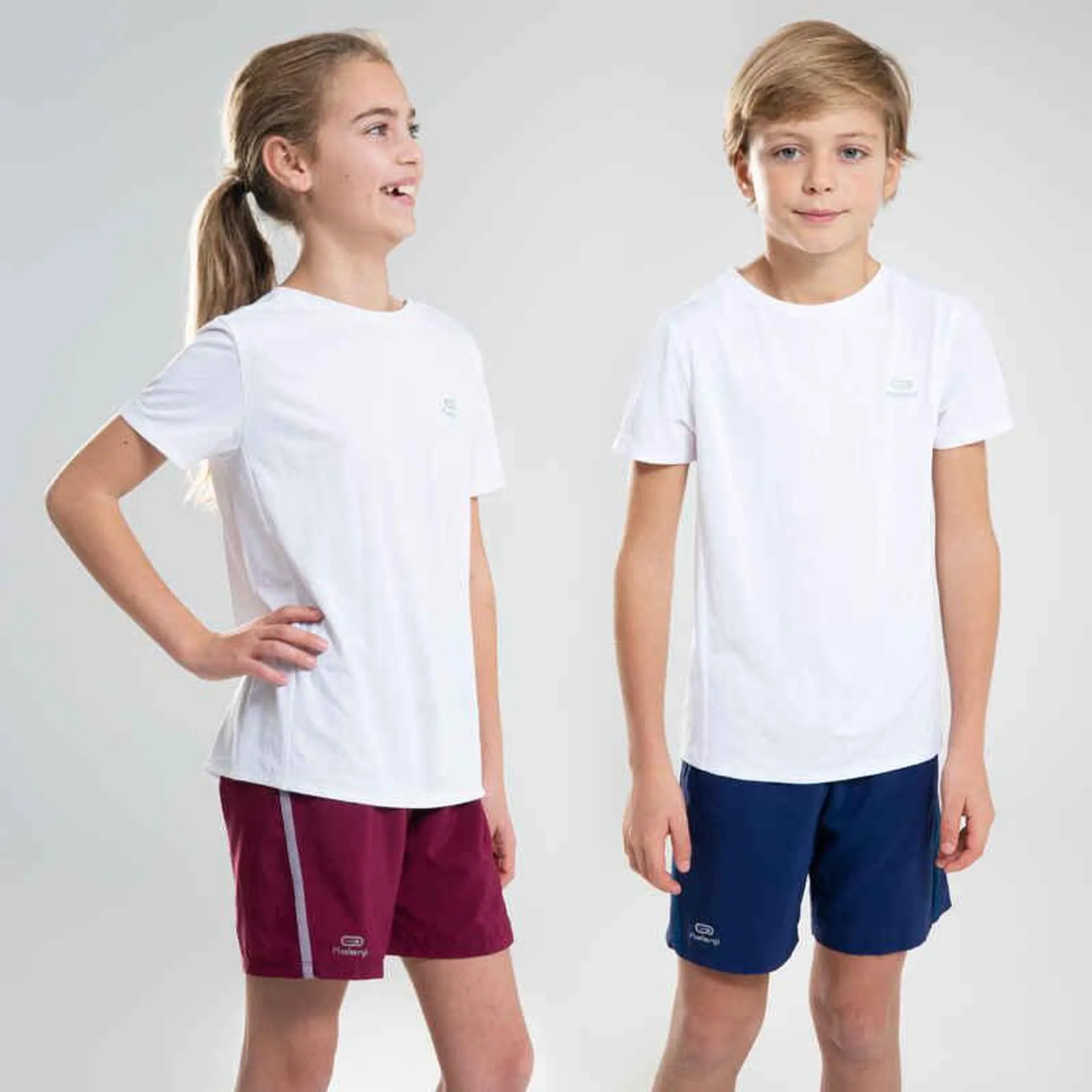 Detské tričko AT 100 na atletiku krátky rukáv priedušné biele