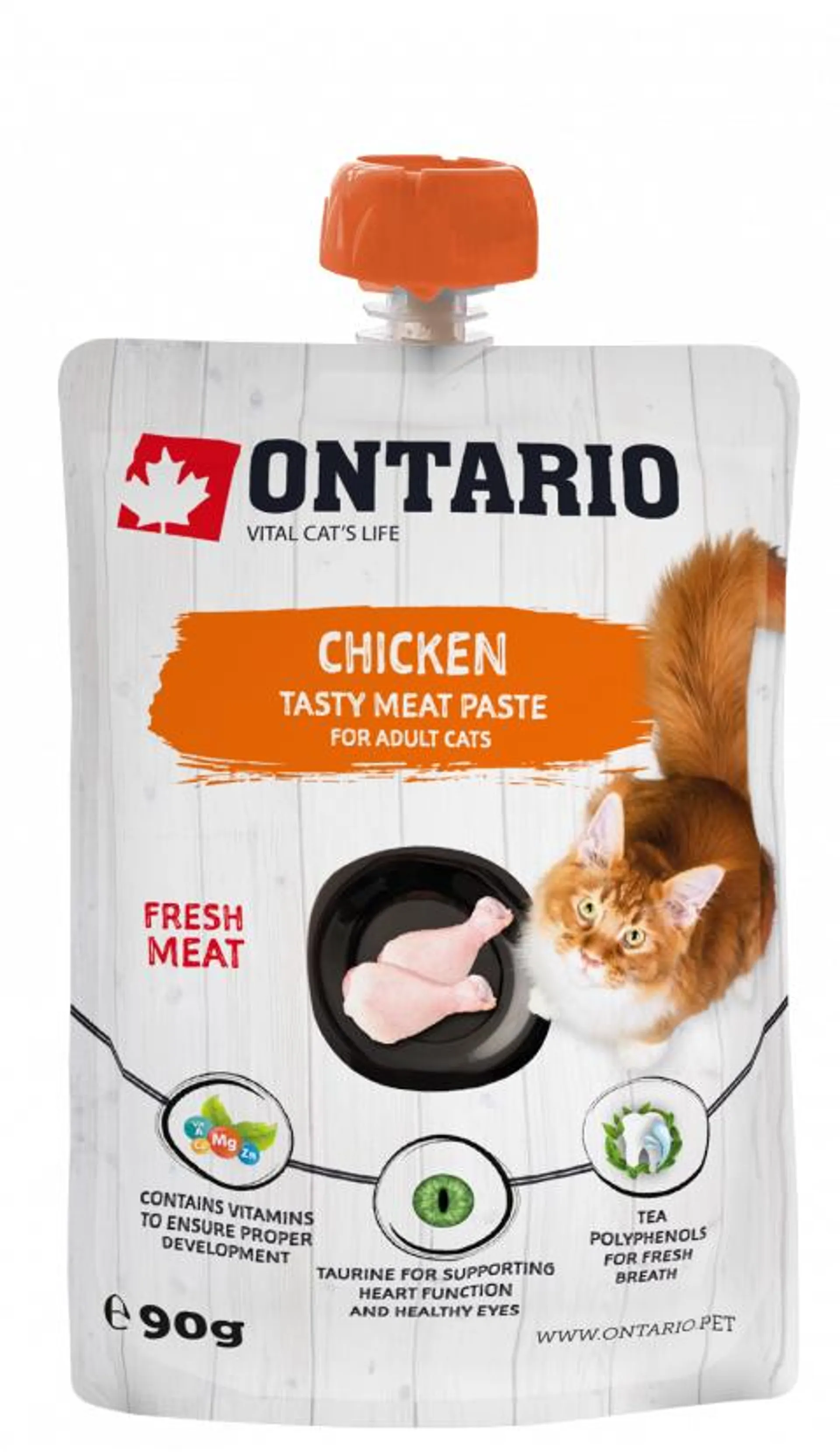 Ontario mäsová pasta pre mačky kura 90 g
