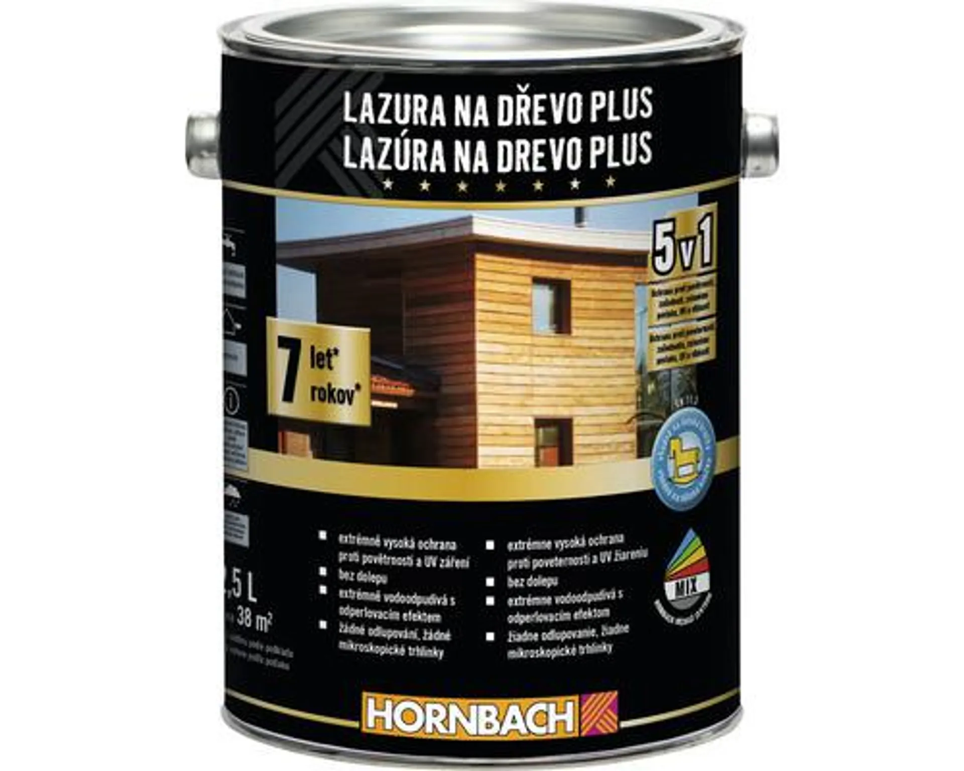 Lazúra na drevo Hornbach Plus 2,5 l bezfarebná