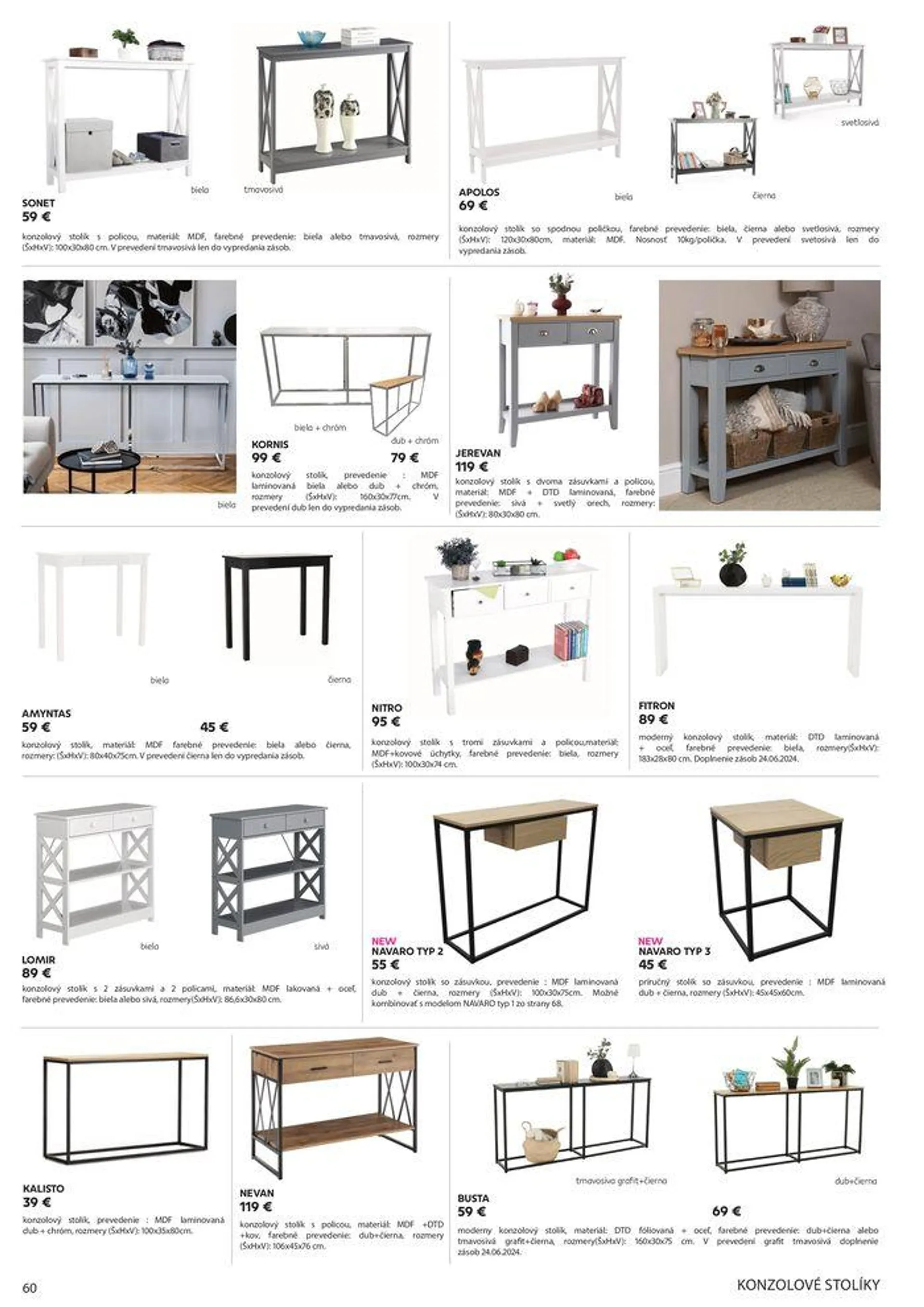 Leták: Katalóg nábytku a doplnkov  od 10. júna do 31. augusta 2024 - Prehľad Stránky 60