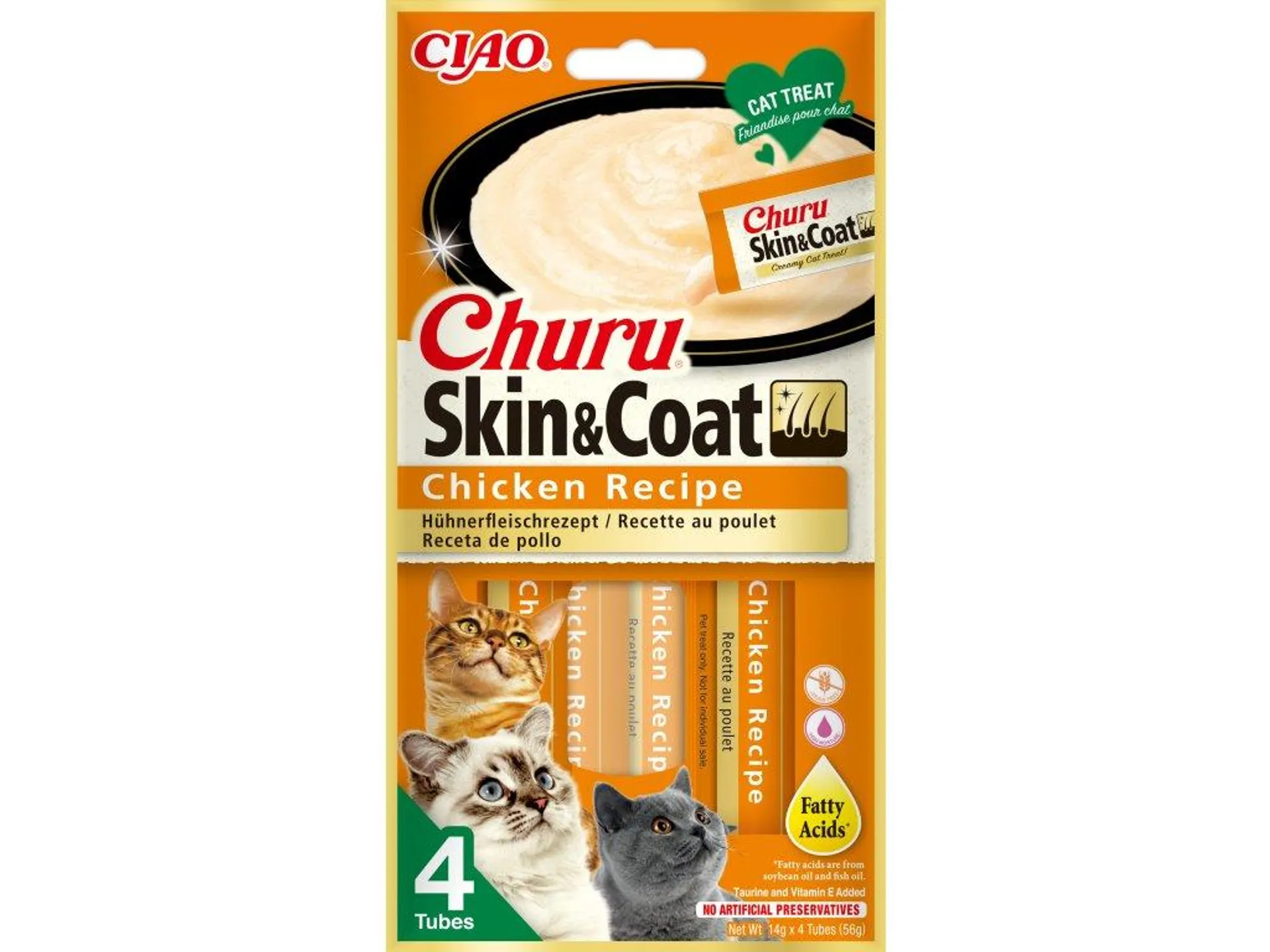 Churu cat masové pyré pre krásnu srsť a kožu - kura 56g