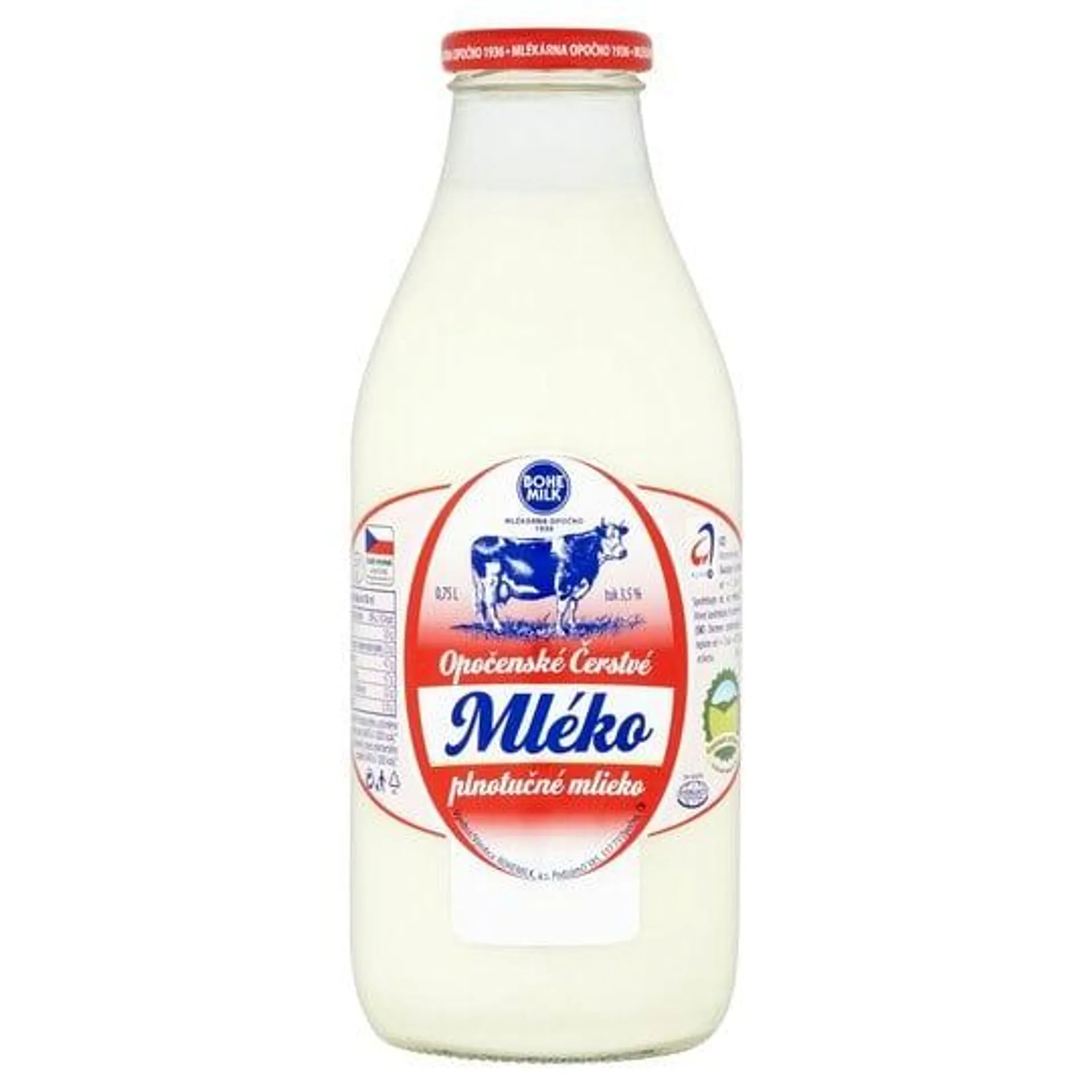 Bohemilk Opočenské čerstvé plnotučné mlieko 3,5 % 0,75 l