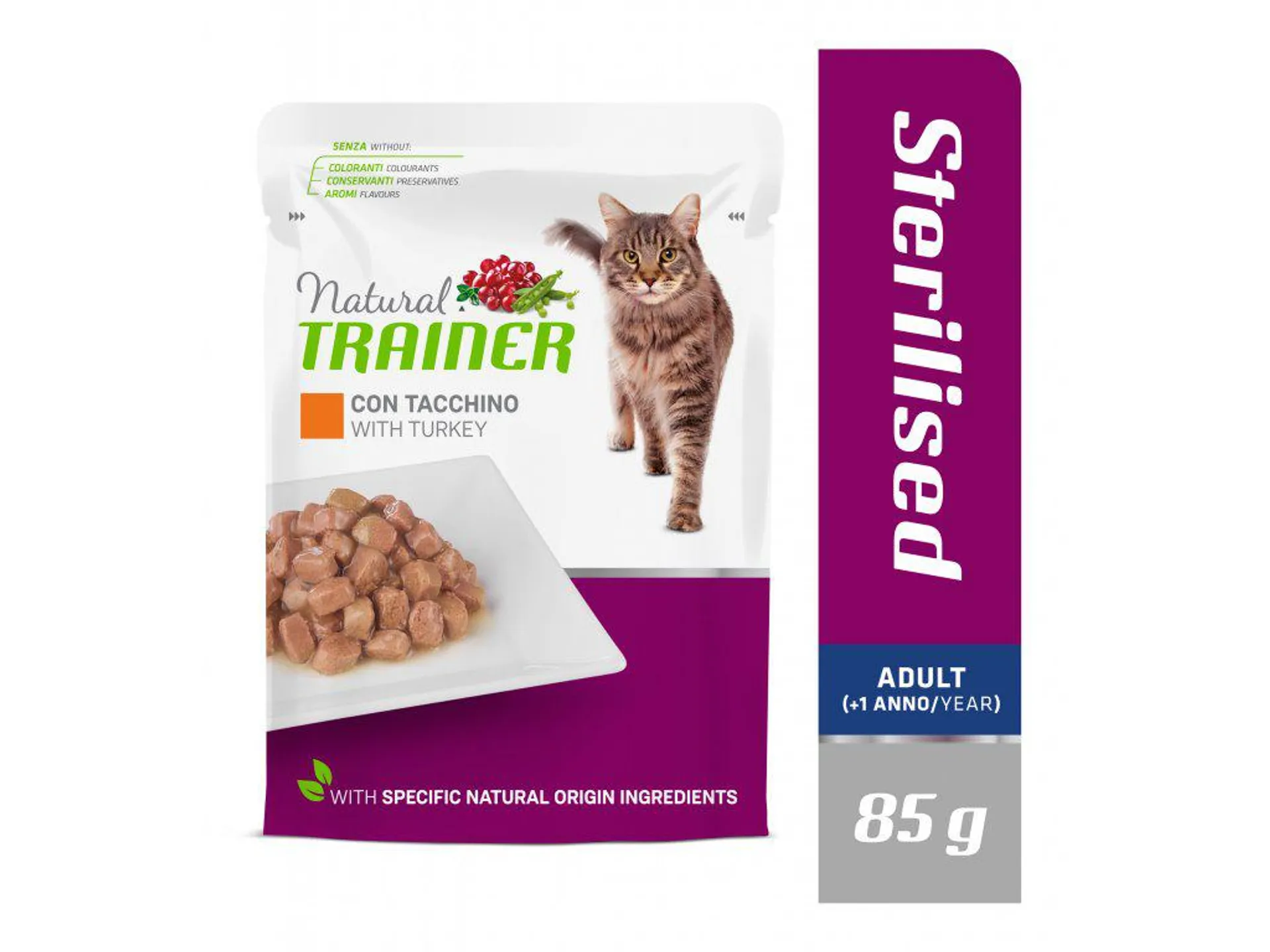 Kapsička Natural Trainer Cat STERILISED moriak 85 g