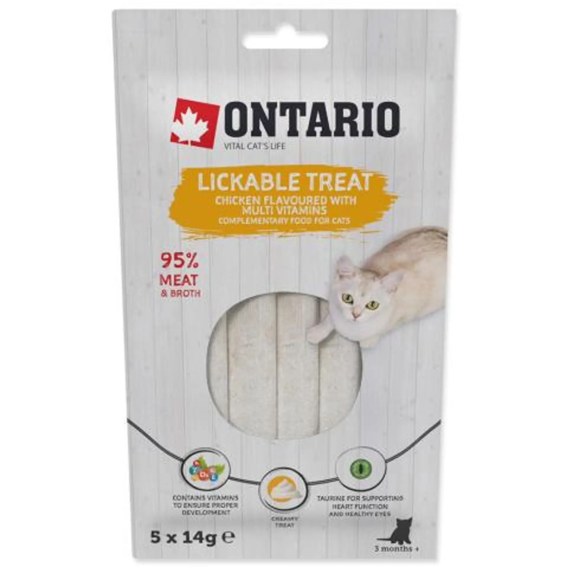 Ontario cat lízacia poch. 5x14 g kura/multivitamín