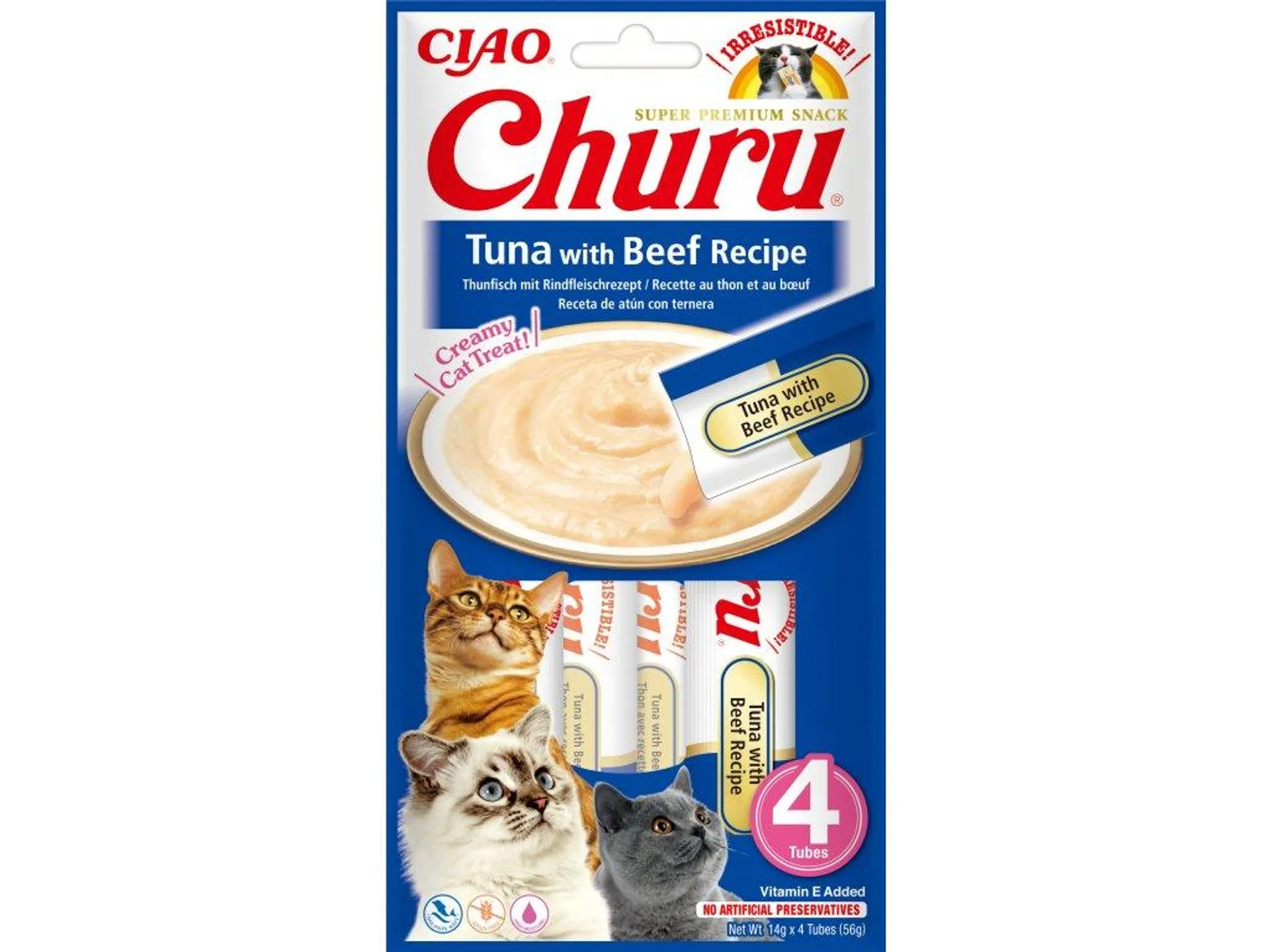 Churu cat mäsové pyré - tuniak, hovädzie 56g