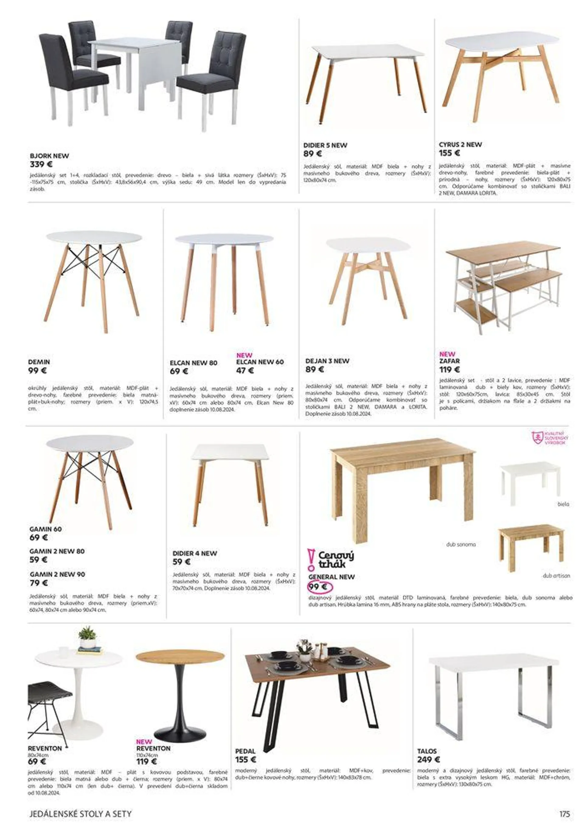 Leták: Katalóg nábytku a doplnkov  od 10. júna do 31. augusta 2024 - Prehľad Stránky 175
