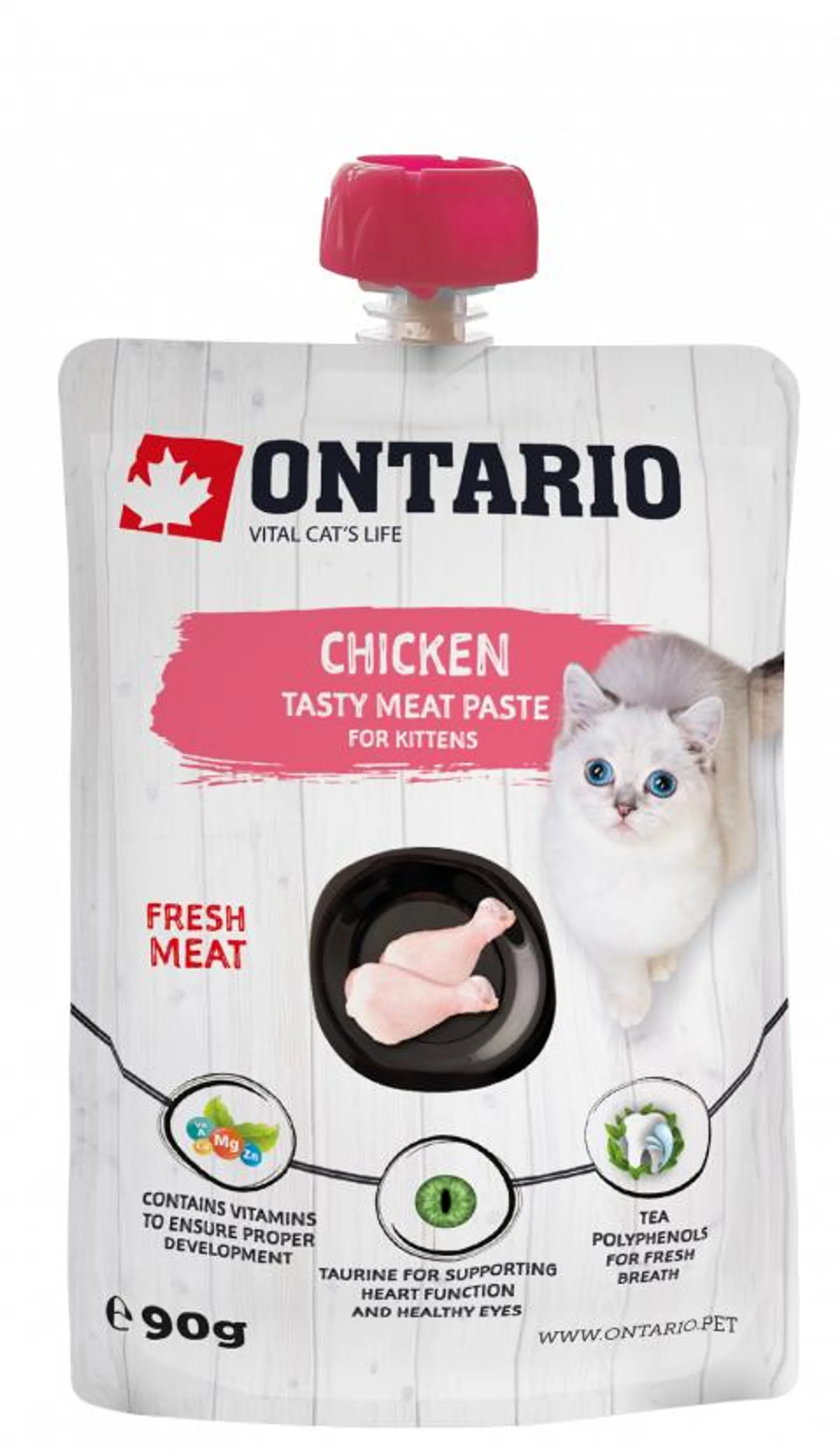 Ontario mäsová pasta pre mačiatka kura 90 g