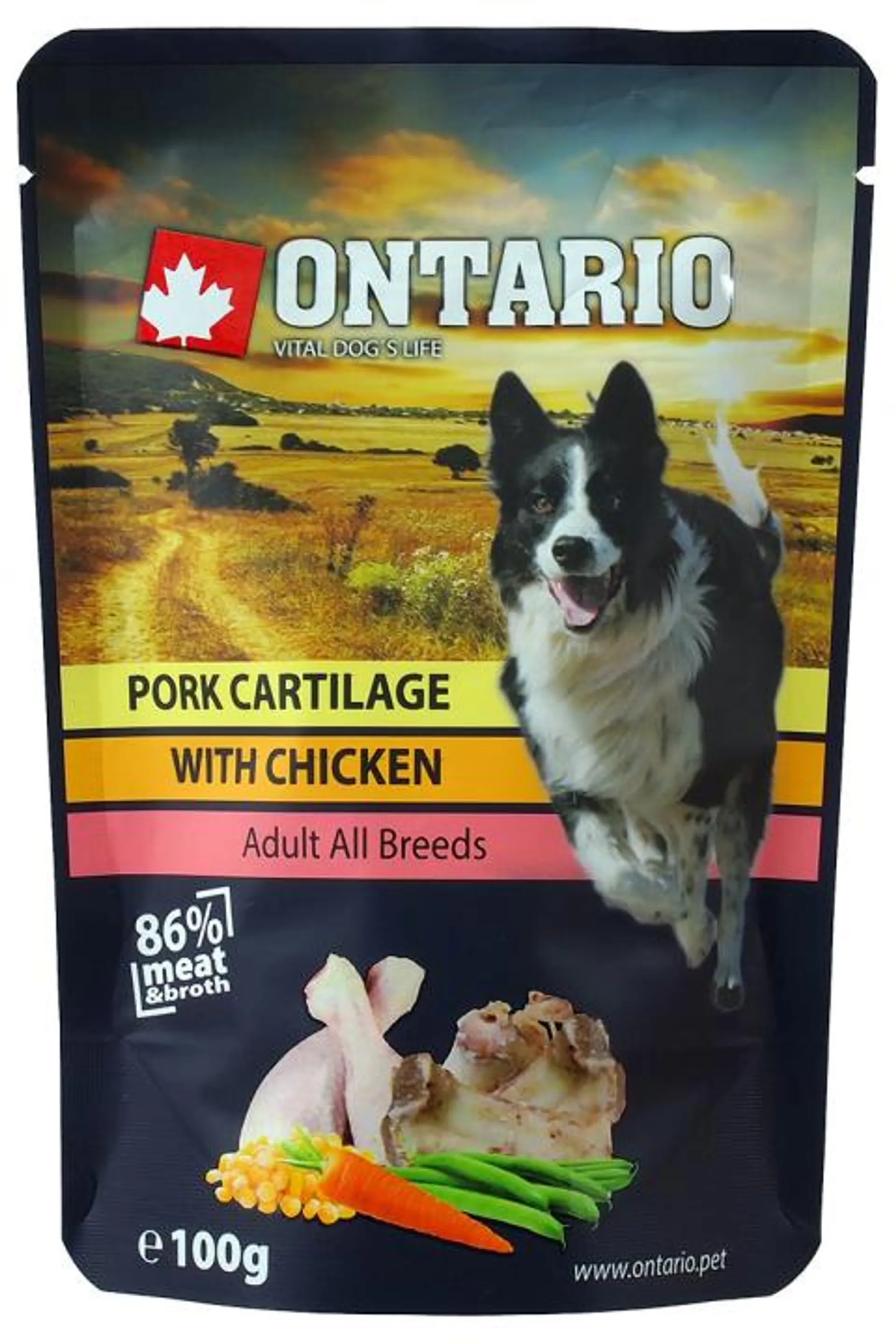 Ontario dog kapsička kura a bravčové chrupky vo vývare 100 g