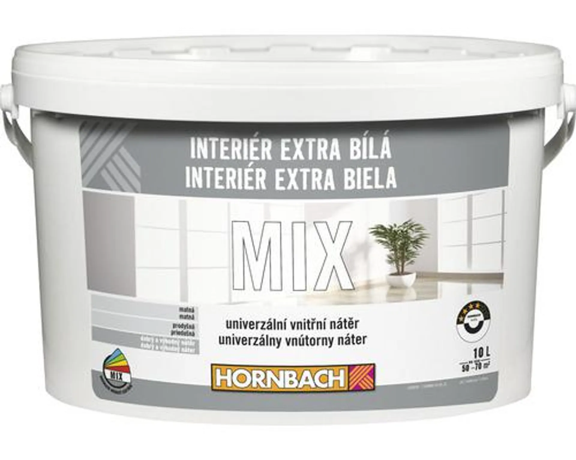 Farba Hornbach Interiér Extra Biela 10 l, báza A