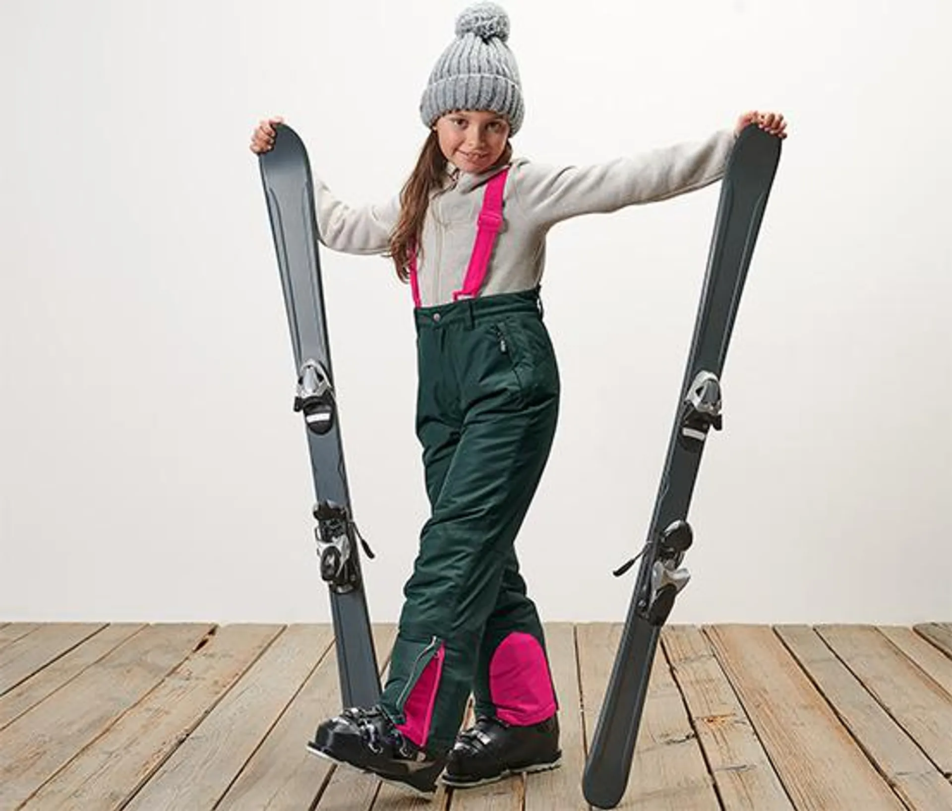 Detské lyžiarske nohavice, tmavozelené