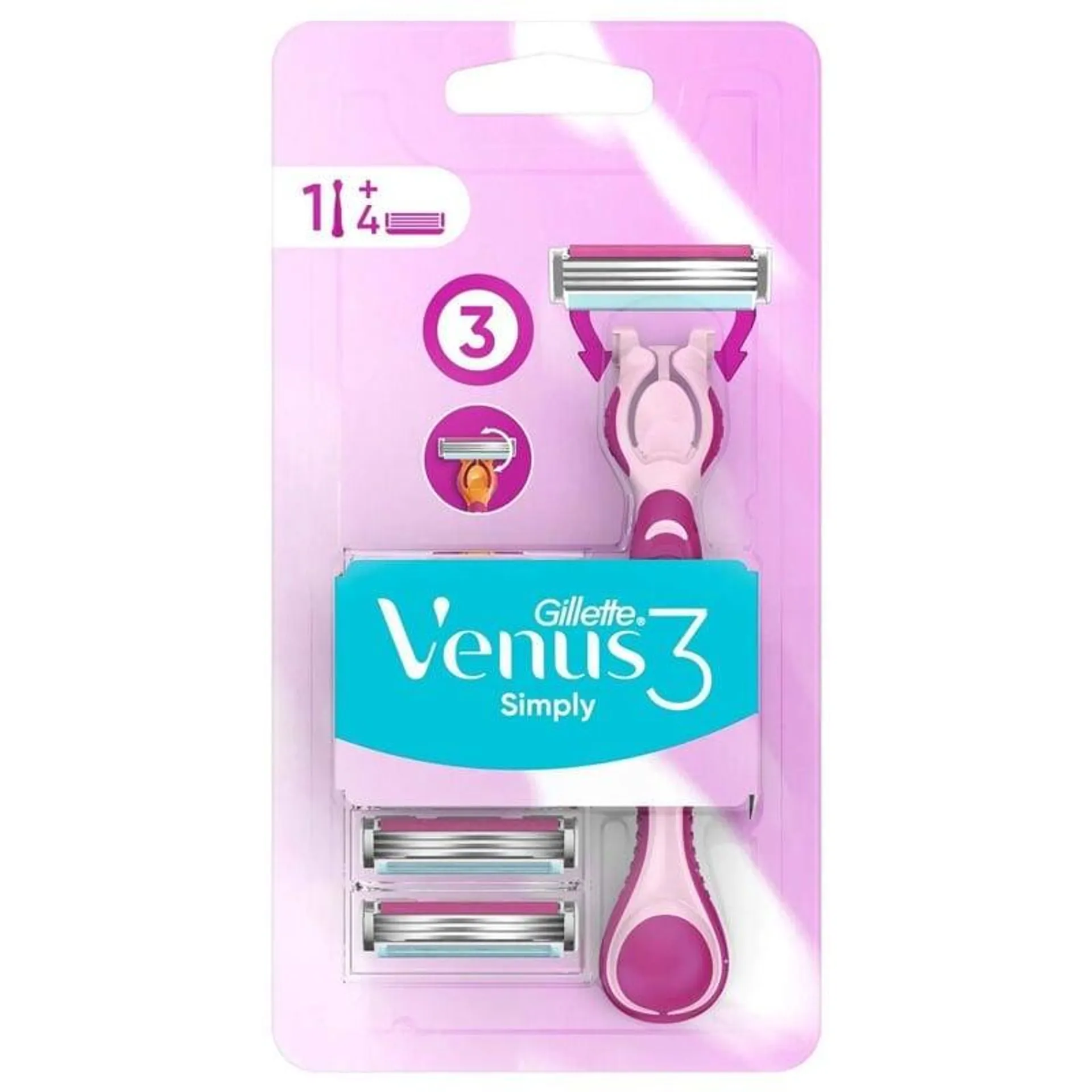 Gillette Venus 3 Simply Kadın Tıraş Makinesi 4 Yedekli