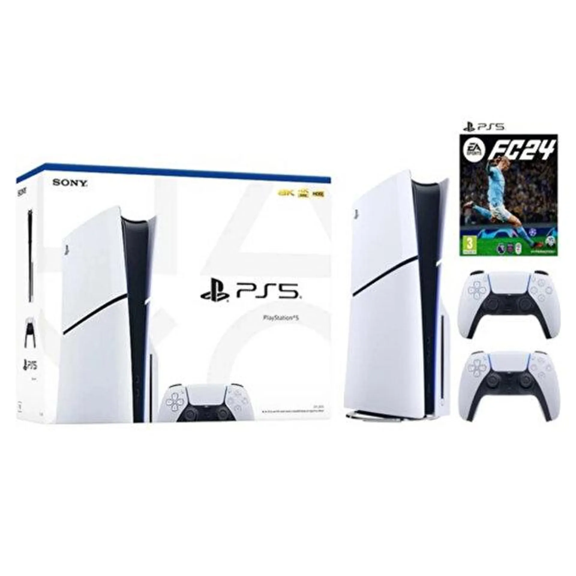 Playstation 5 Slim CD Edition - 2. Dualsense Ps5 Kol - Fifa FC 24 Oyun Konsolu (İthalatçı Garantili)