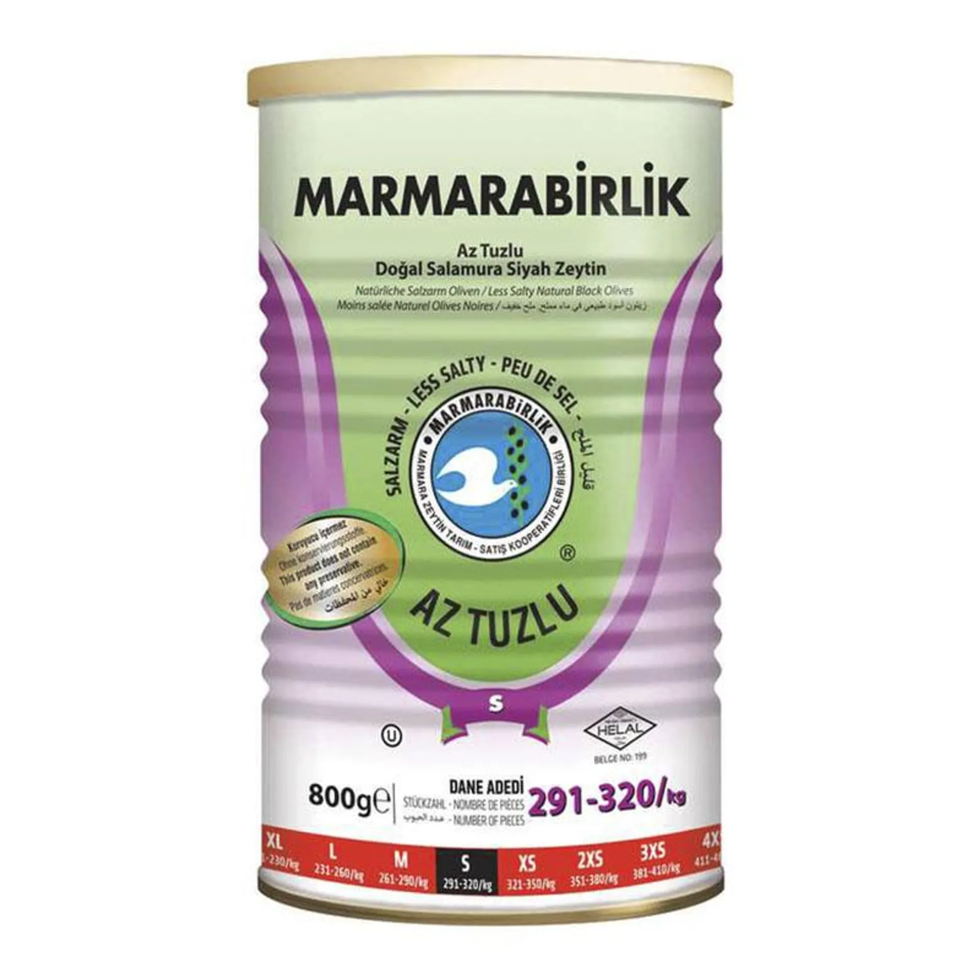 Marmara Birlik Zeytin Az Tuz Hususi S 800 Gr Tnk