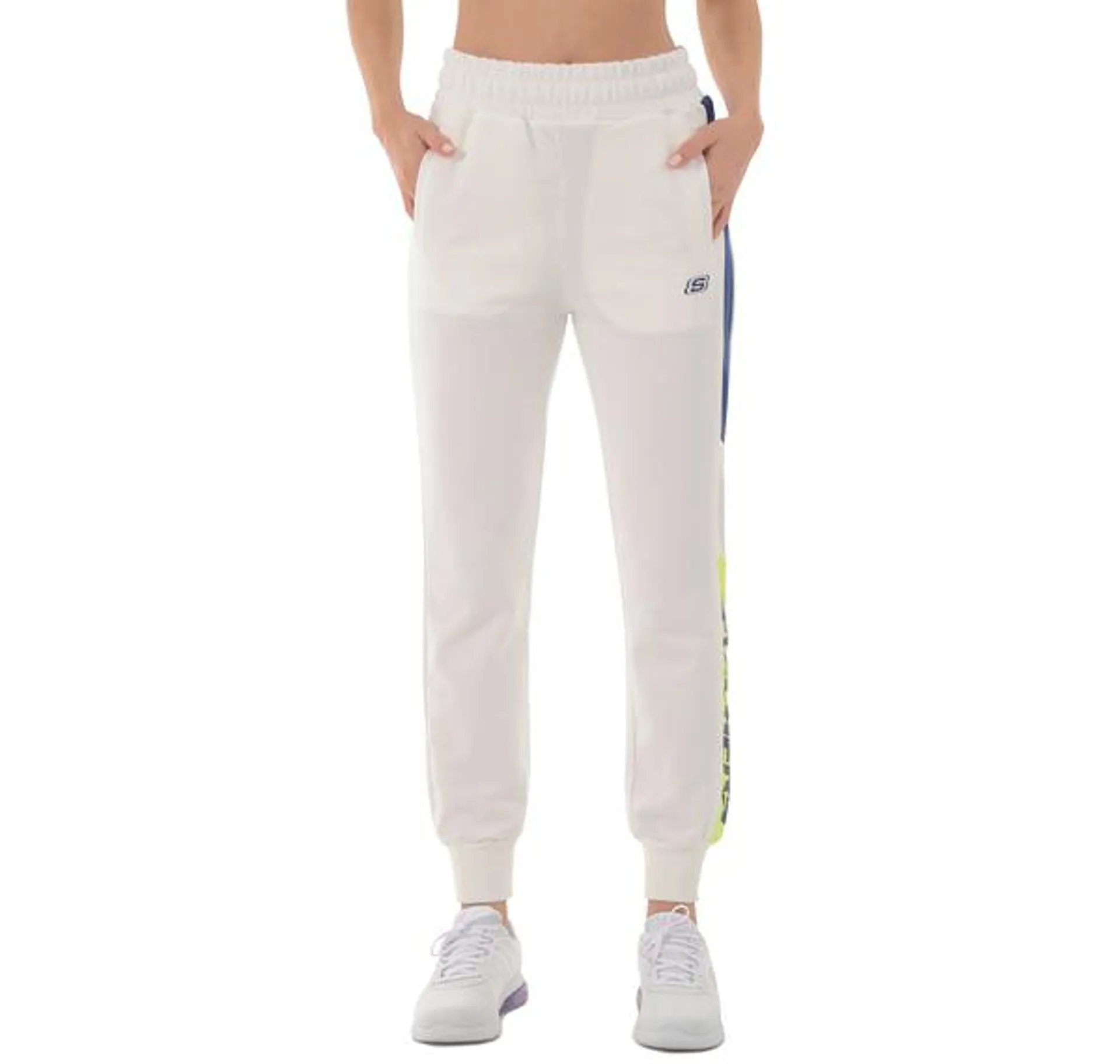 Skechers W Lw Fleece Color Block Jogger Sweatpant Kadın Eşofman Altı Beyaz