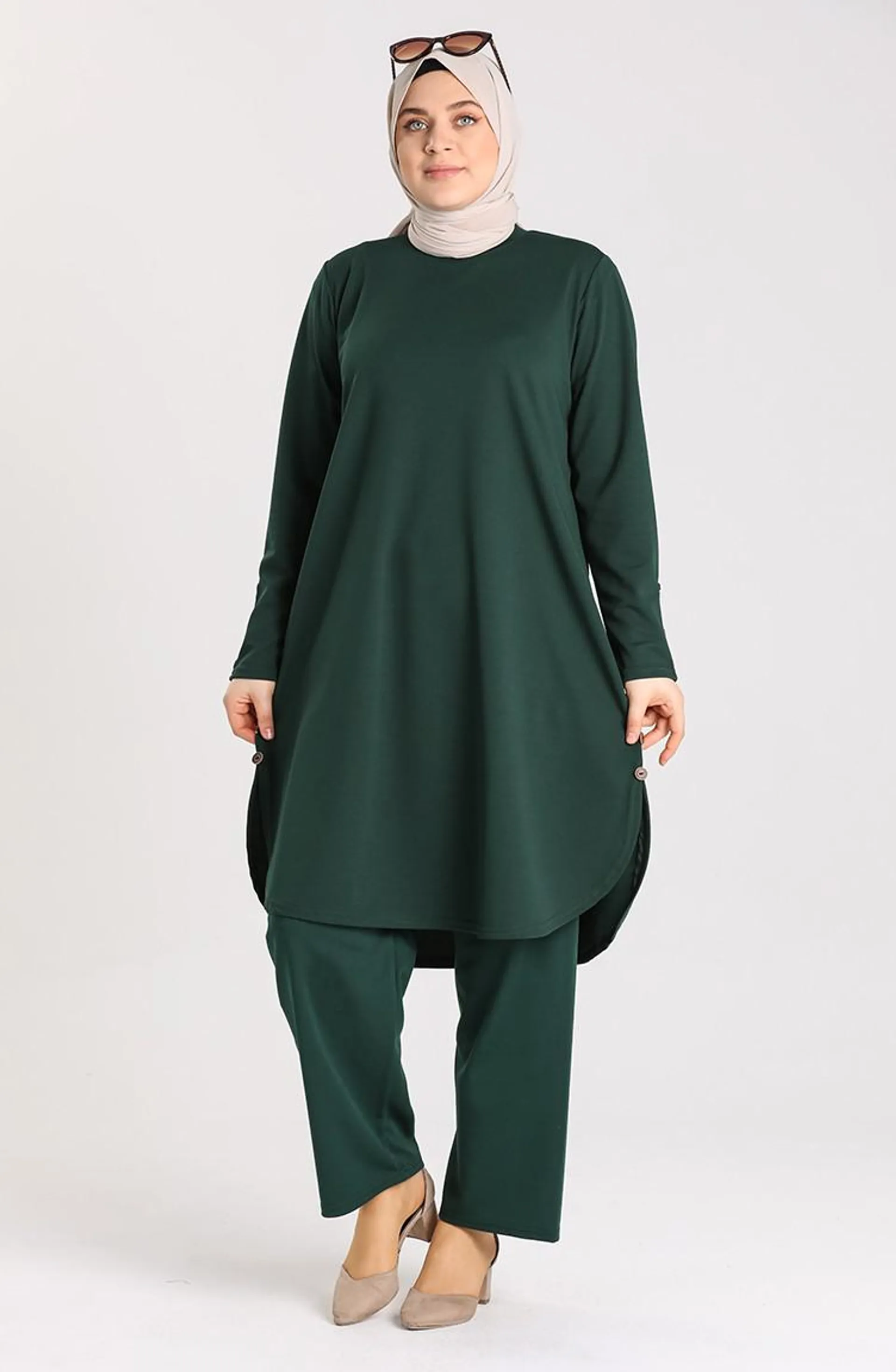 Plus Size Tunic Trousers Double Suit 2655a-01 Emerald Green 2655A-01