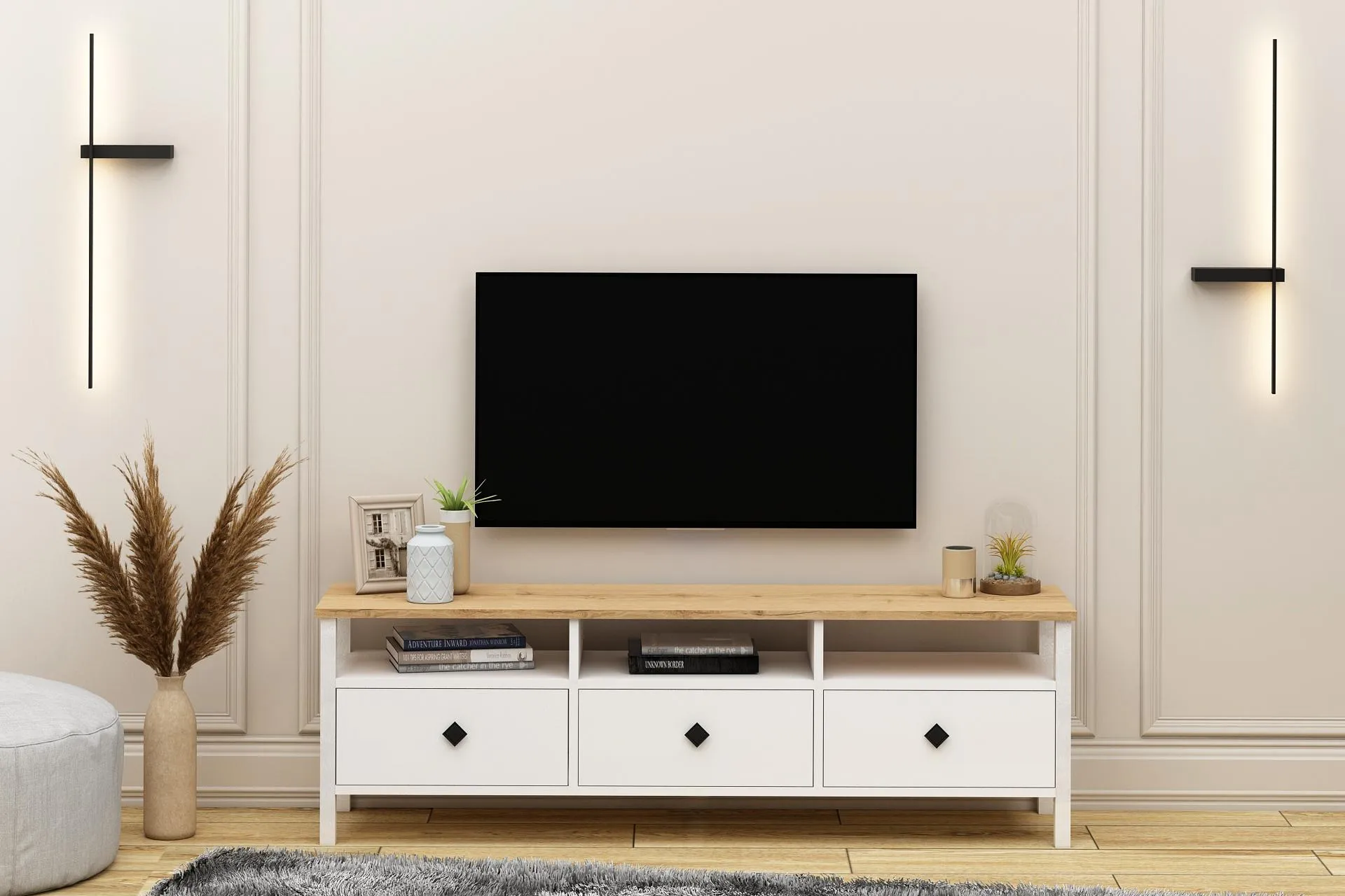 REMY TV ÜNİTESİ, 150CM, SEPET BEYAZ (TO3-1069)