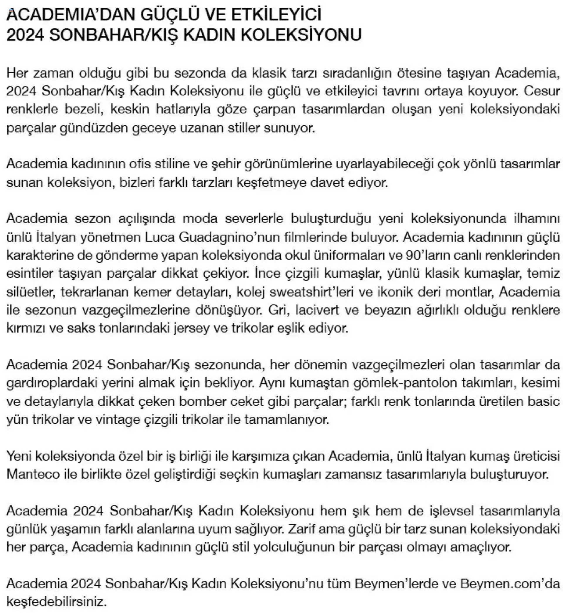 Katalog Beymen ACADEMIA Sonbahar/Kış 2024 Kadın 13 Ekim - 31 Aralık 2024 - aktüel Sayfa 2