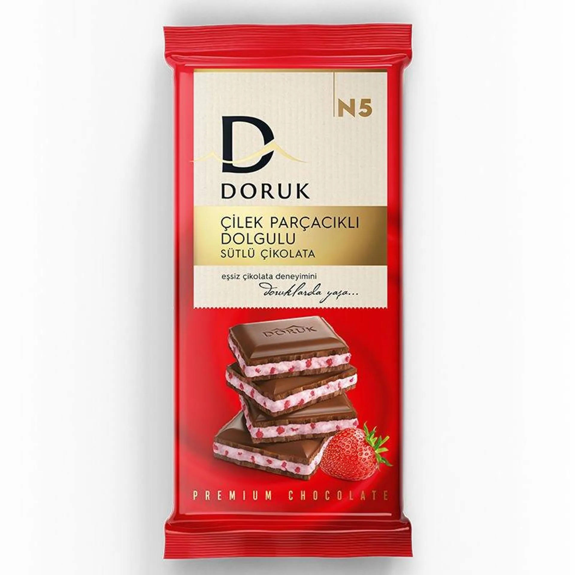 Doruk Çilek Parçacıklı Dolgulu Sütlü Çikolata 95 Gr