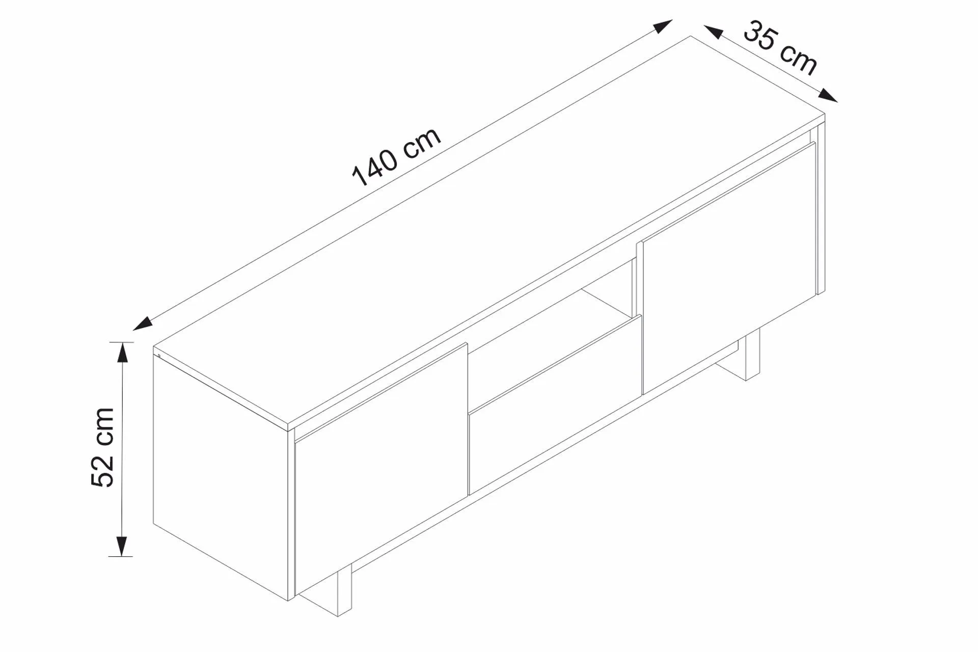 PANNA TV ÜNİTESİ, ANTRASİT SAFİR, 140 CM (MG3-6442)