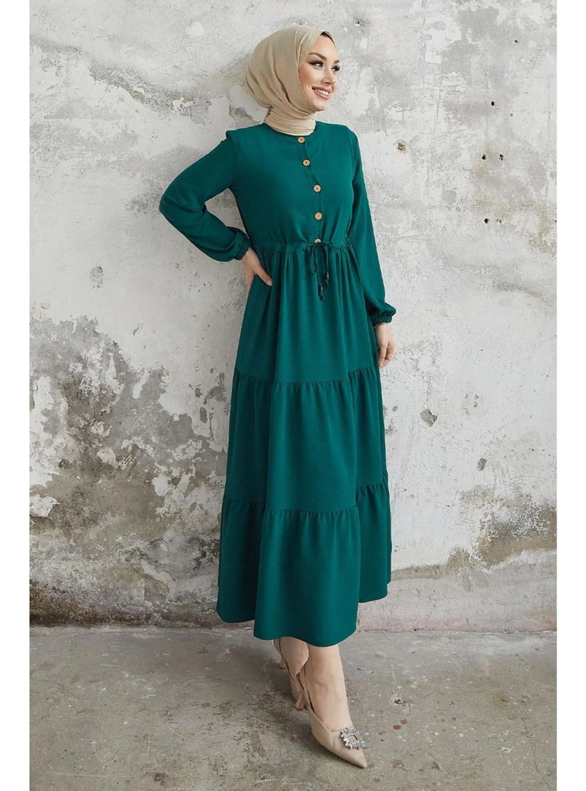 Emerald - Button Collar - Modest Dress