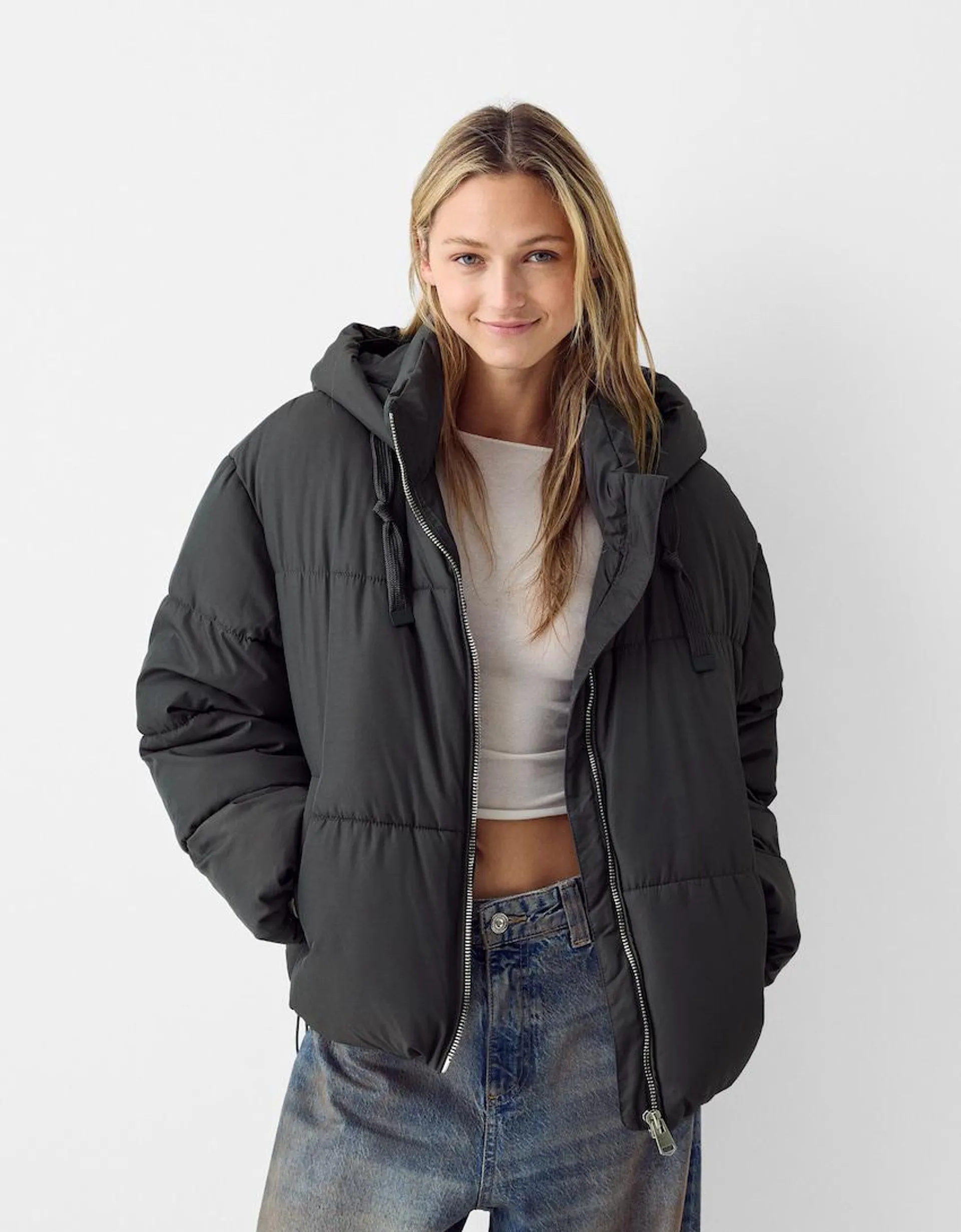 Oversize hooded puffer jacket