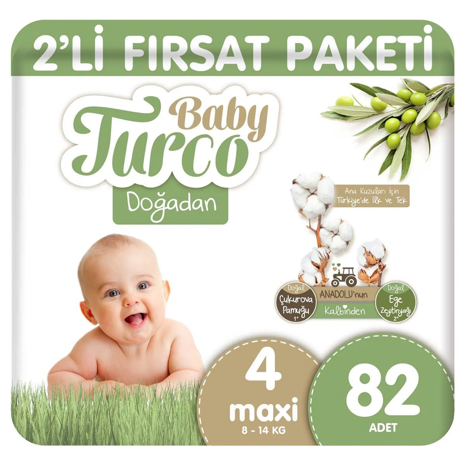 Baby Turco Çırtlı Bez Doğ.2 Li Fırsat Maxi 82 Li