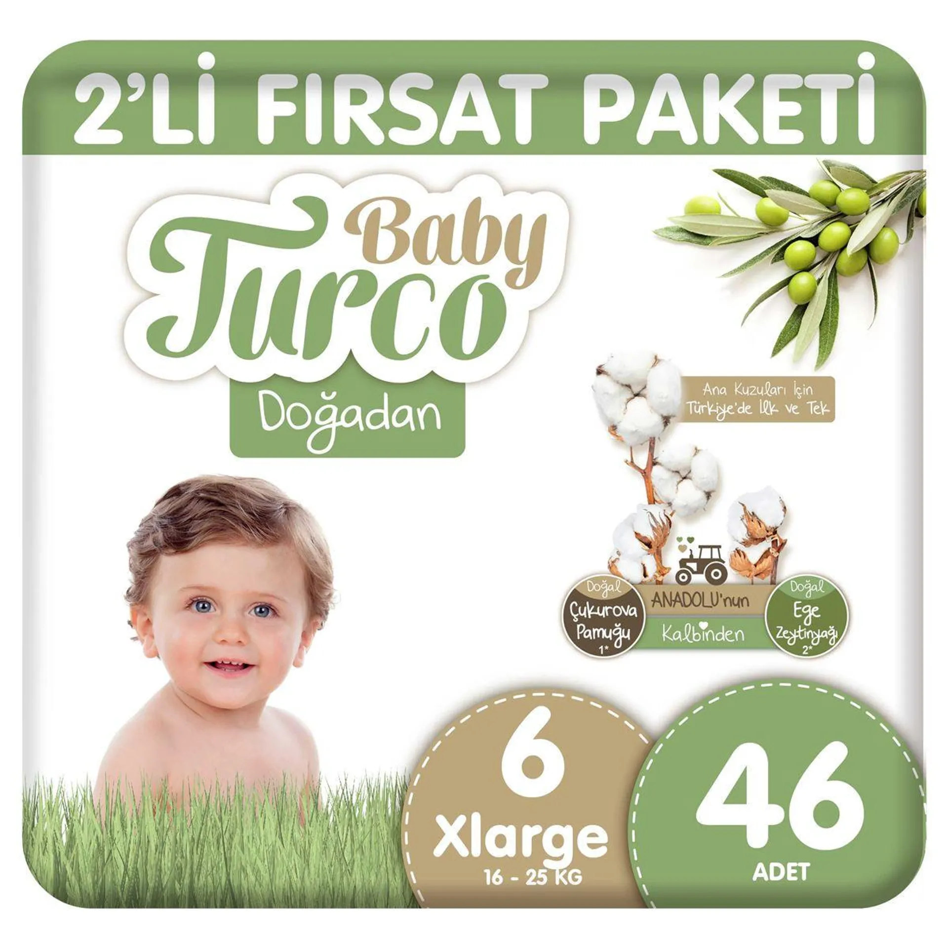 Baby Turco Çırtlı Bez Doğ.2 Li Fırsat XL 46 Lı