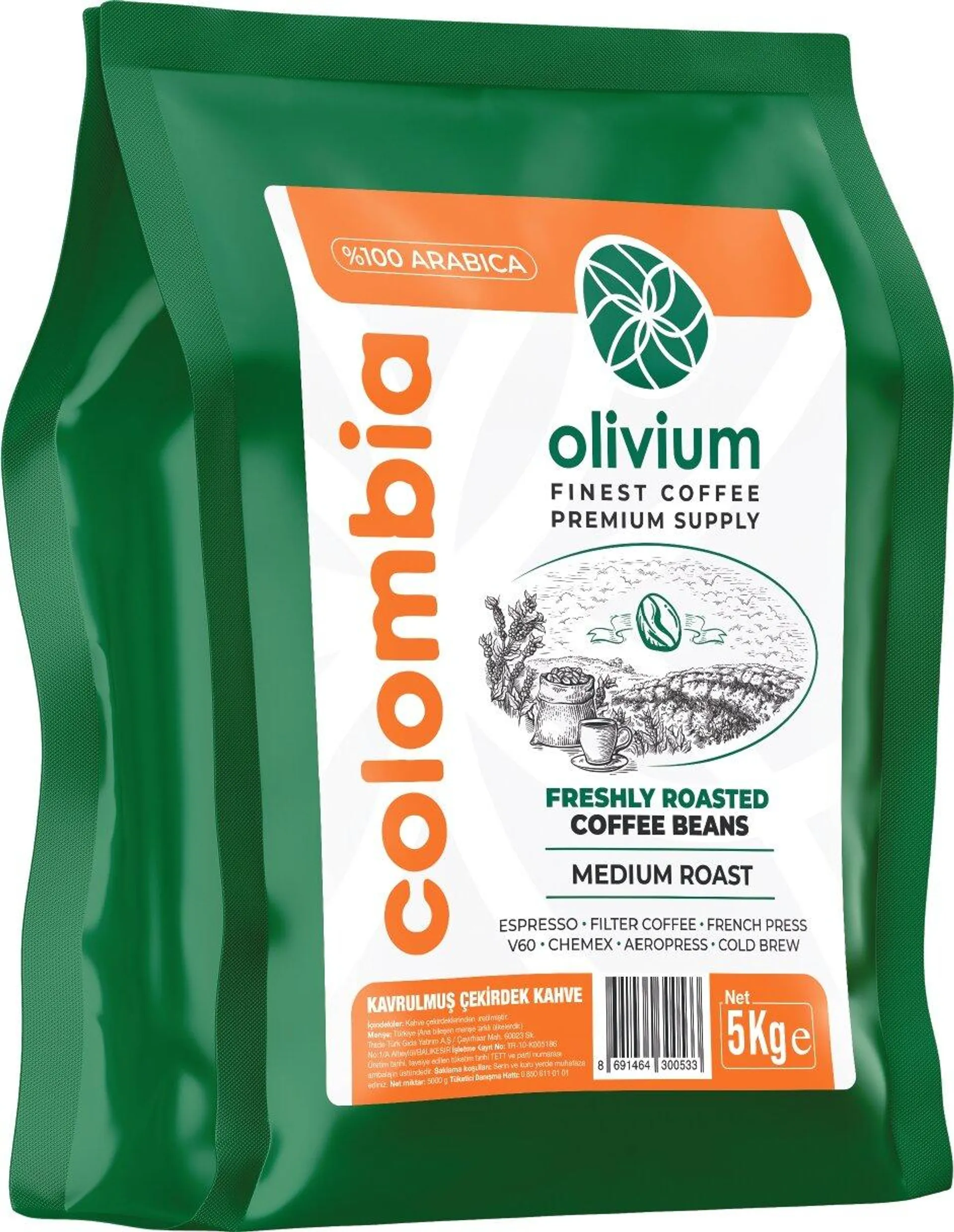 Olivium Colombia Çekirdek Kahve 5 kg