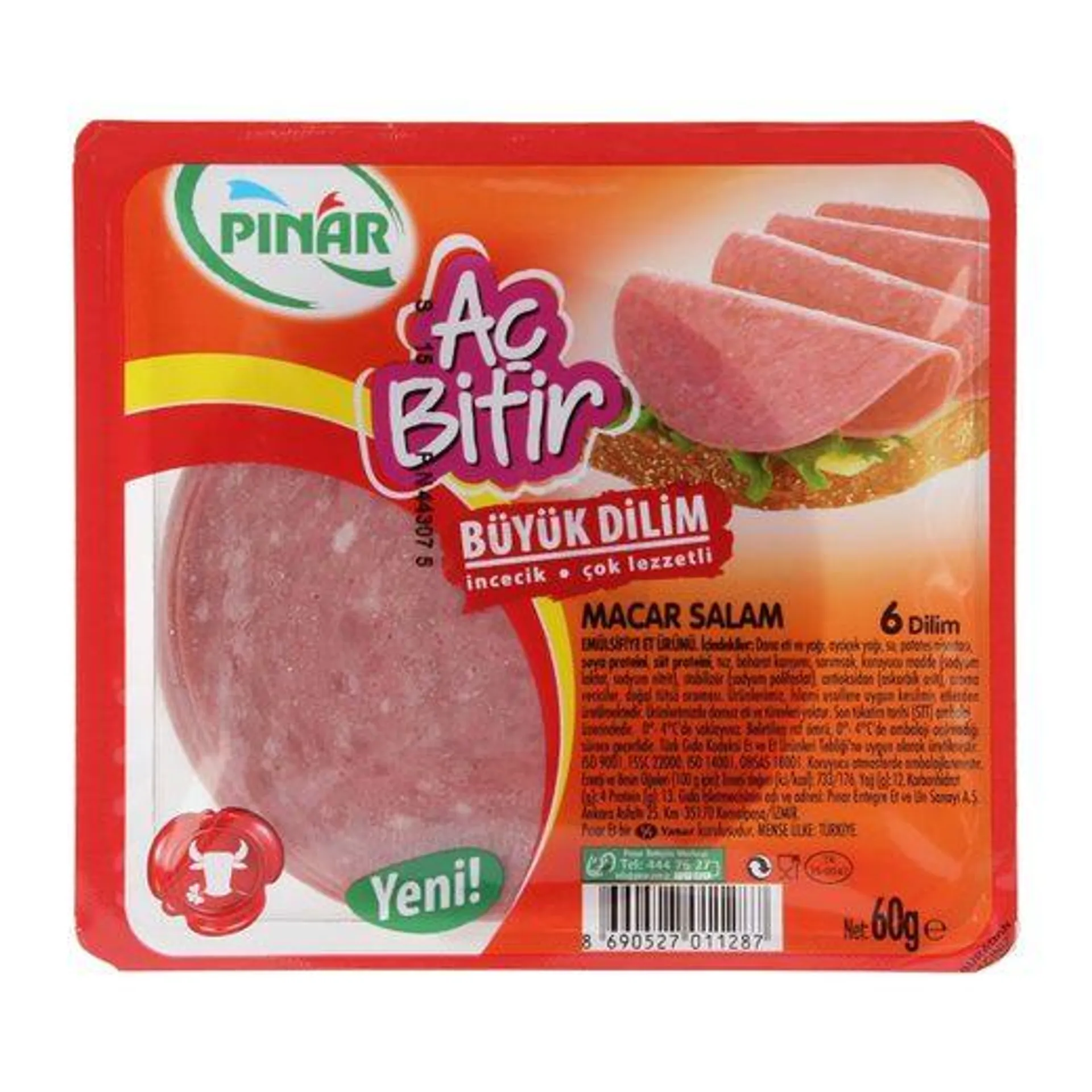 Pınar Aç Bitir Macar Salam Büyük Dilim 60 gr