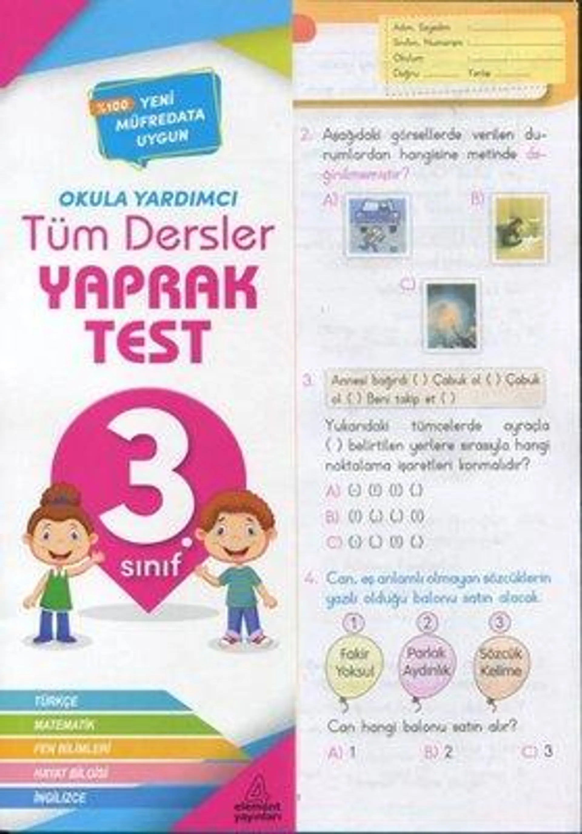 3. Sınıf Tüm Dersler Okula Yardımcı Yaprak Test