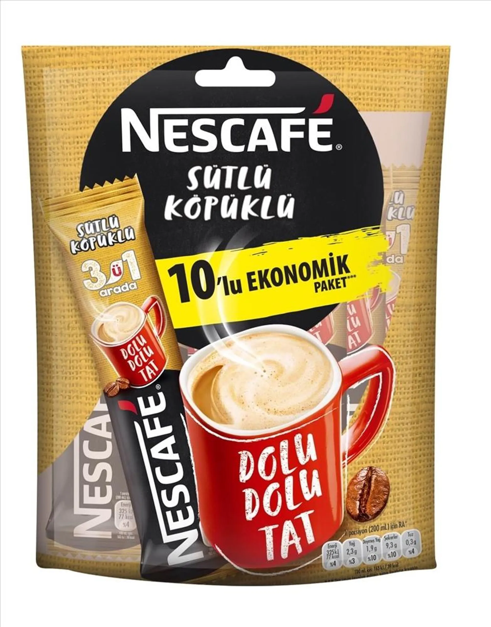 Nescafe 3ü1 Arada Sütlü Köpüklü 10x17,4 g