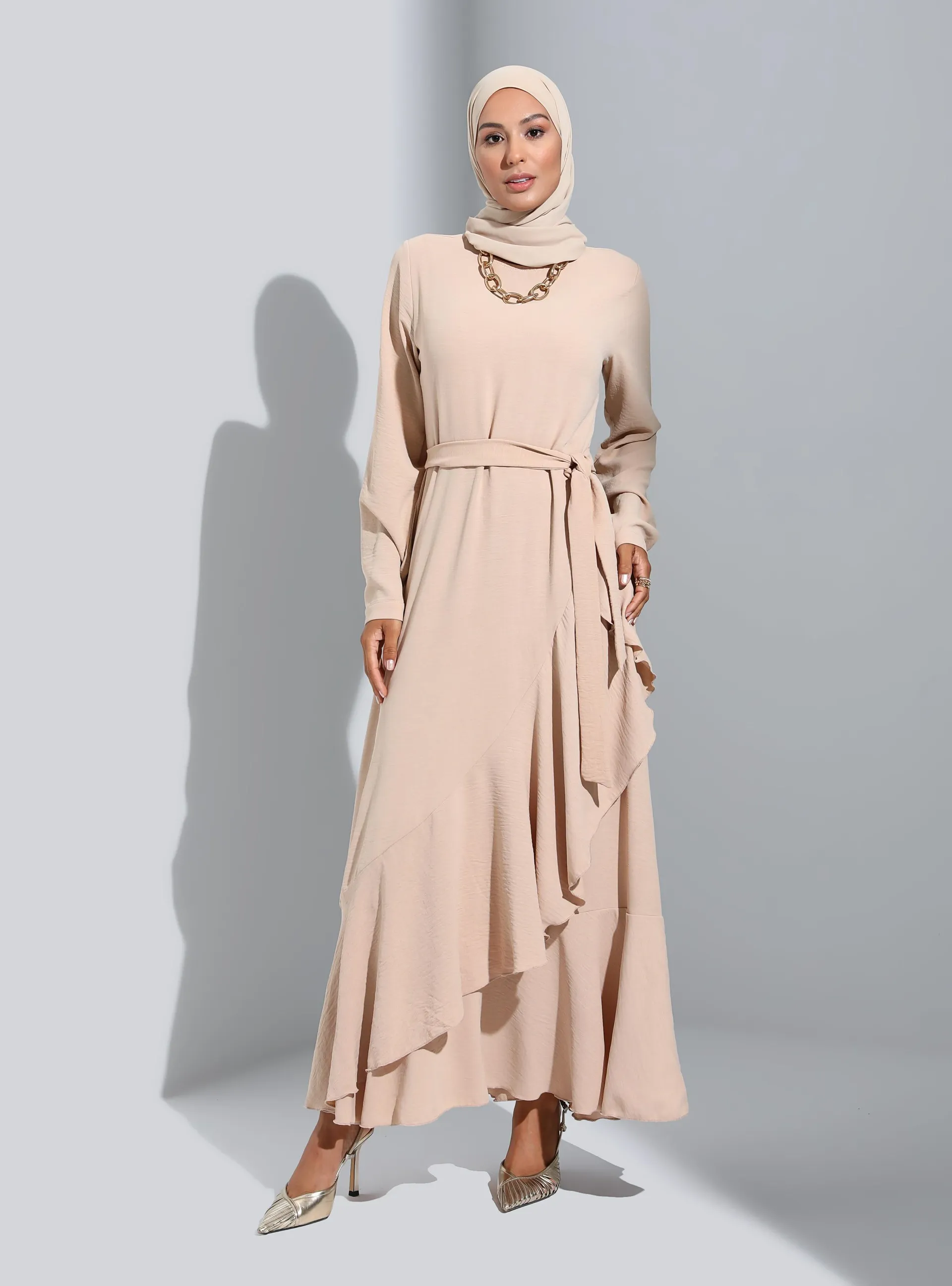 Beige - Modest Dress