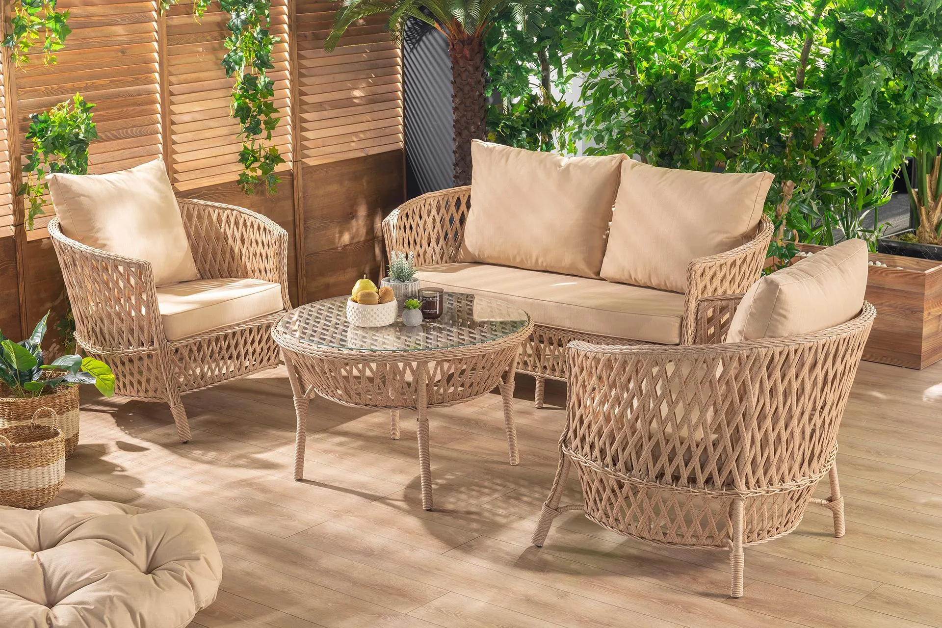 DUBAİ RATTAN BAHÇE TAKIMI, CAPPUCCİNO (XT2-105)