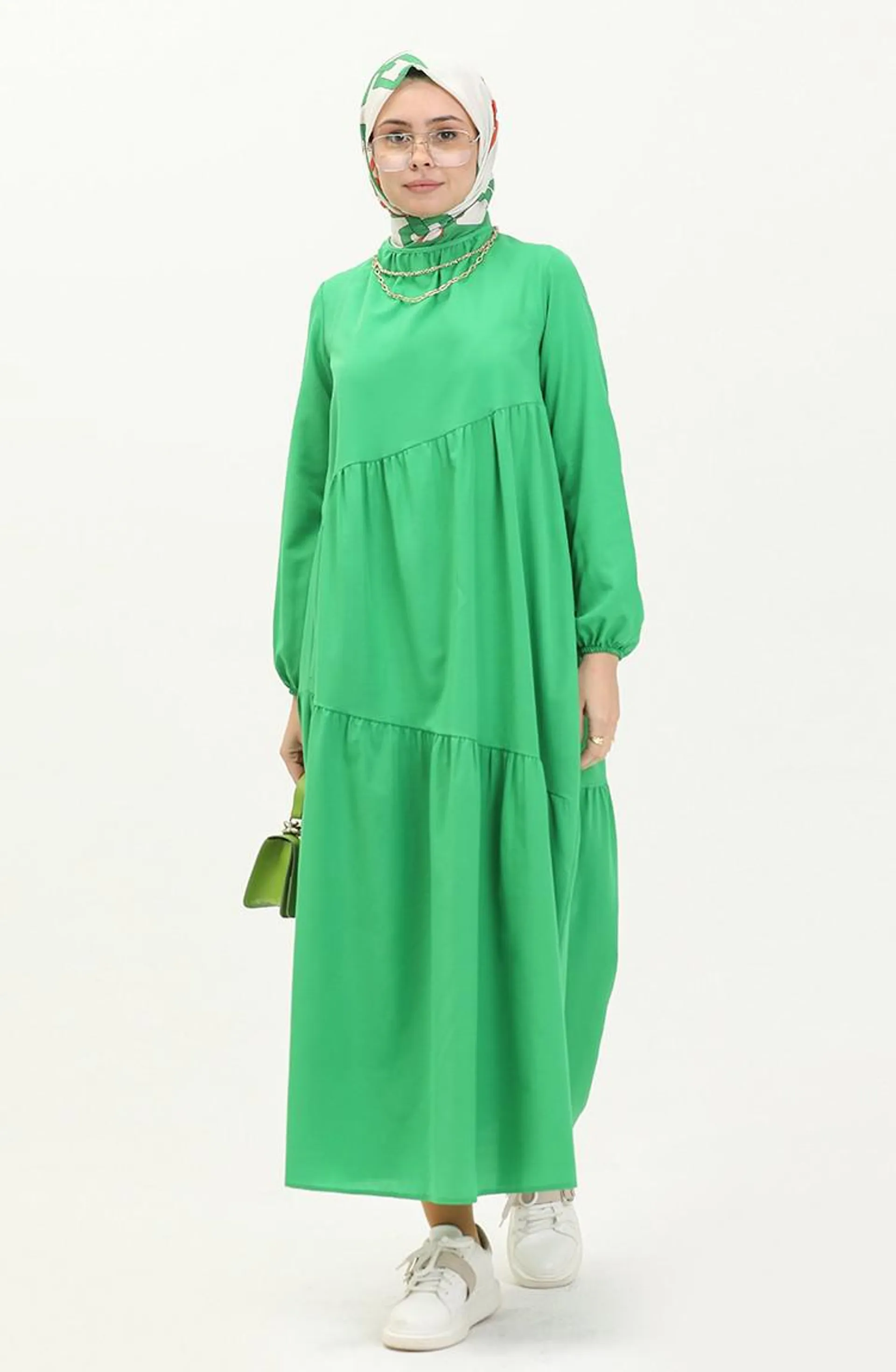 Ruffle Detail Dress 2035-03 Green 2035-03