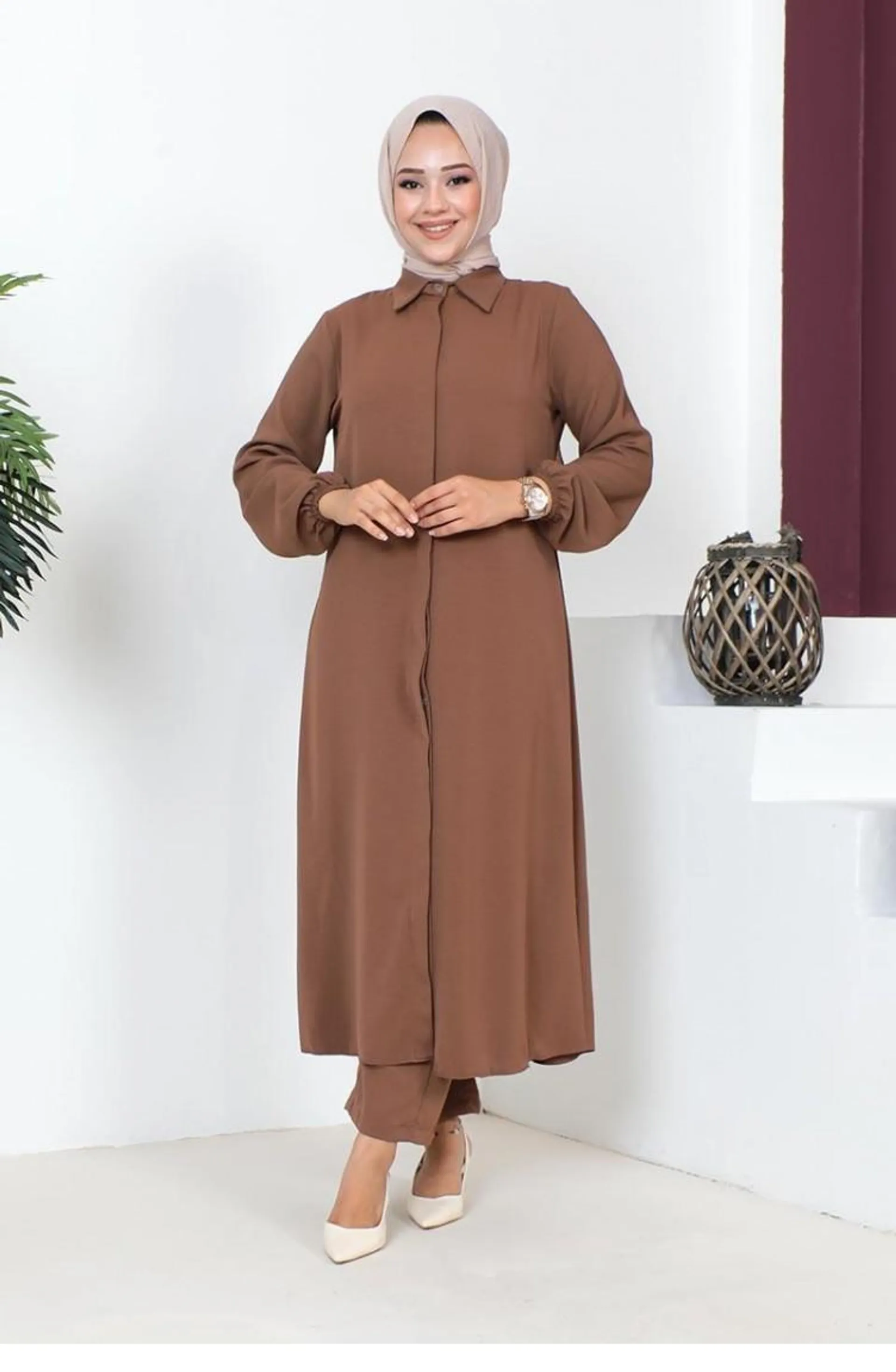 Aerobin Long Hijab Suit 0330A-05 Brown 0330A-05