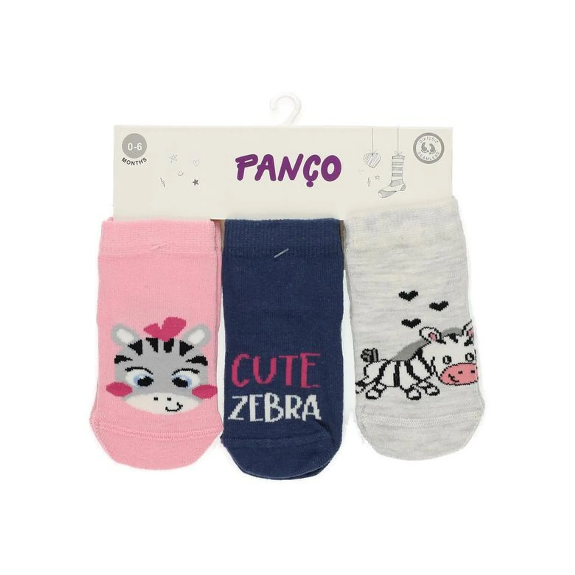 Kız Bebek Zebra Desenli Üçlü Soket Çorap
